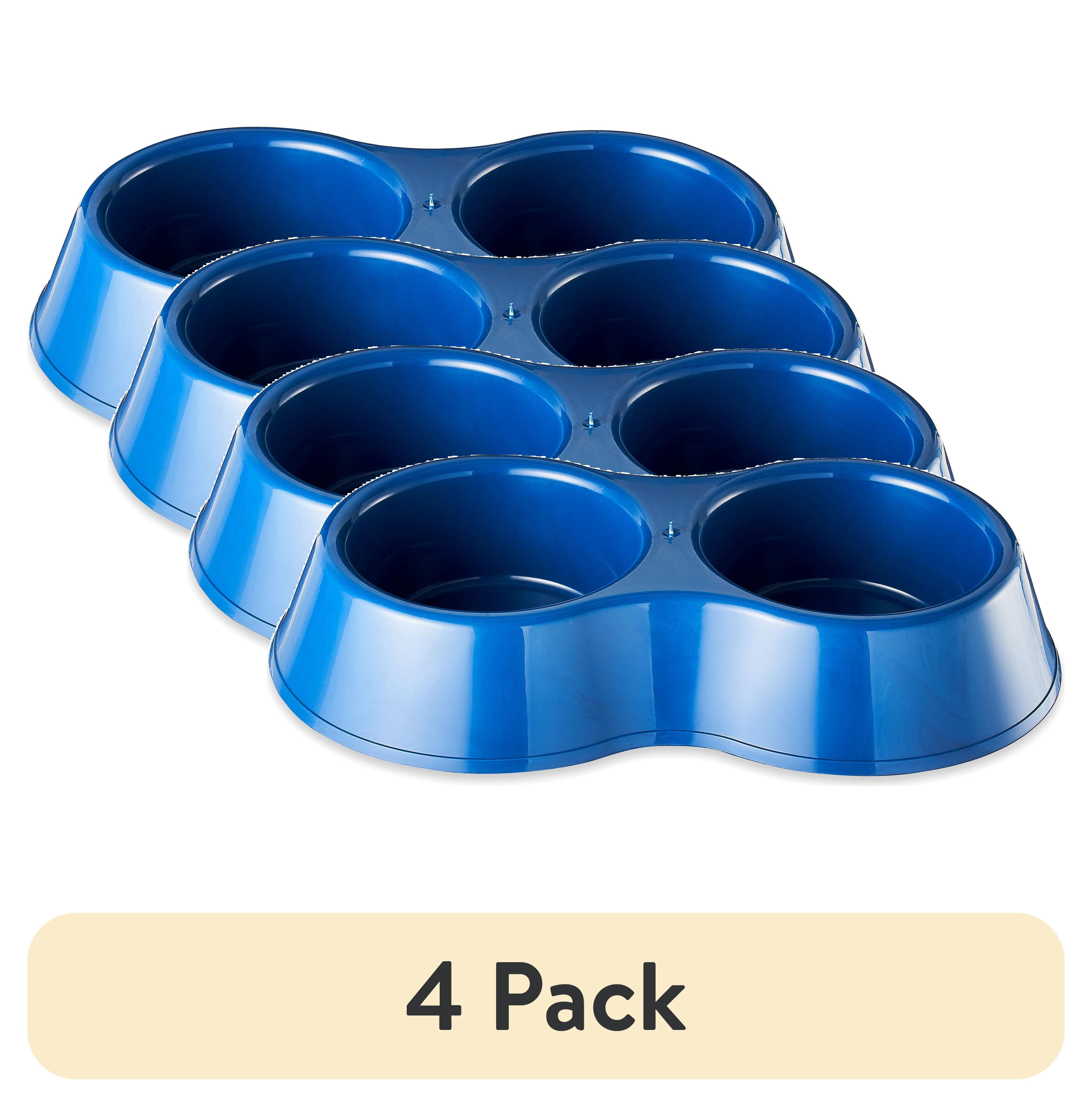 (4 pack) Vibrant Life Medium 6.25-Cup Double Diner Pet Bowl, Blue