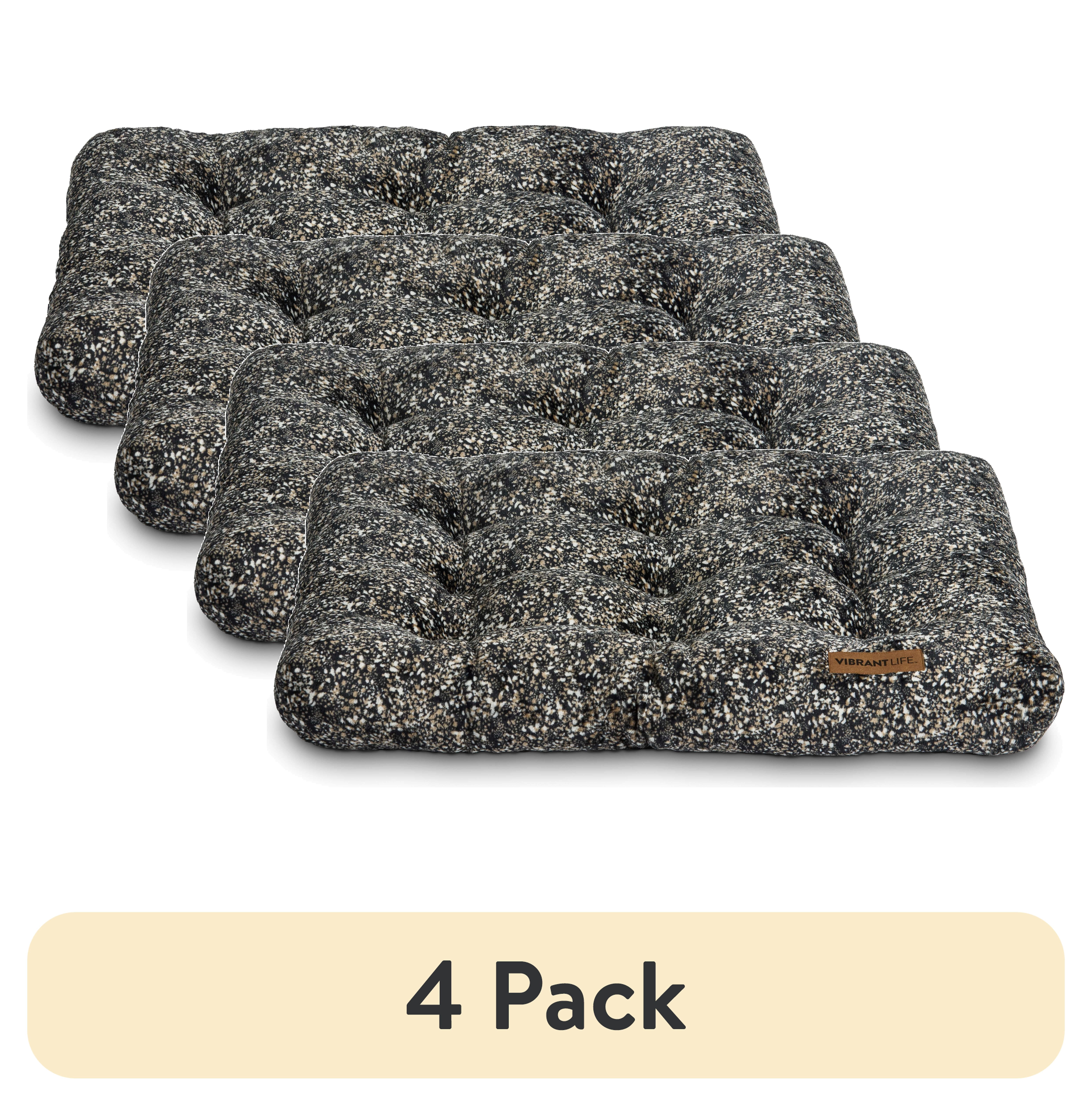 (4 pack) Vibrant Life Medium Dog Bed, Plush Pillow Bed For Medium Breeds, Medium, 36" x 26", Tan and Black