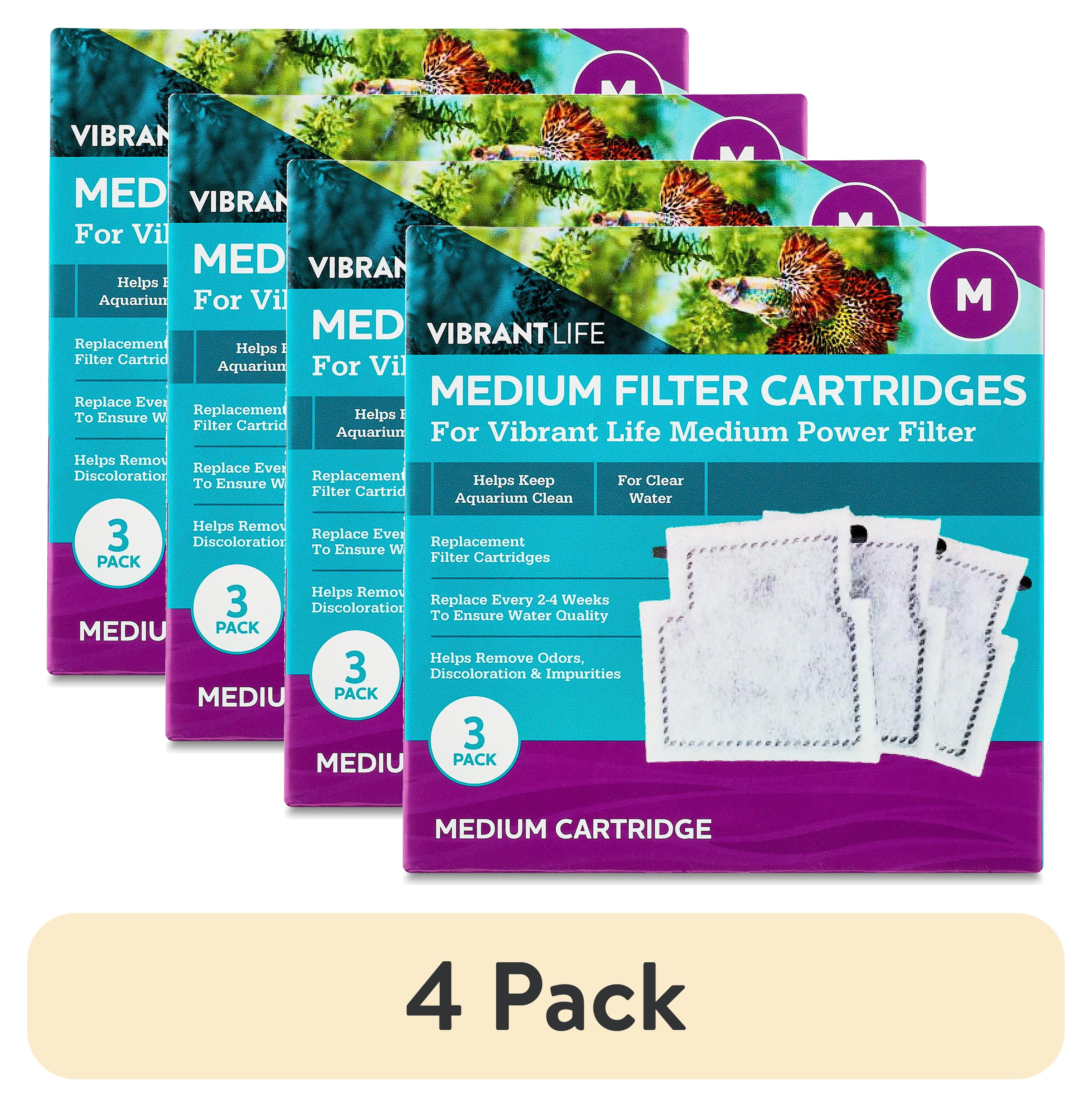 (4 pack) Vibrant Life Medium Filter Cartridge for Freshwater and Saltwater 5- to 10-Gallon Aquariums, 3 Count