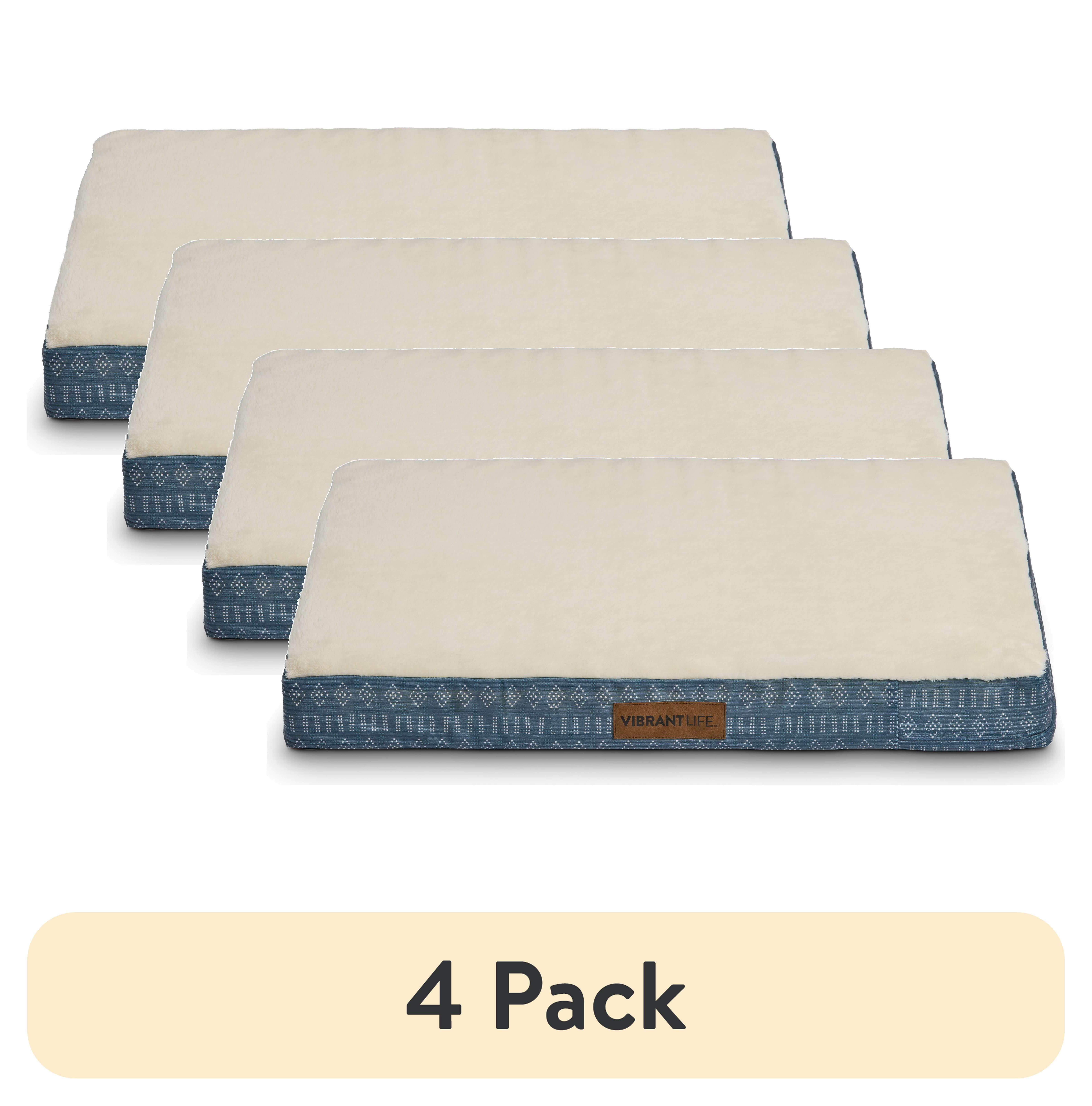 (4 pack) Vibrant Life Medium Orthopedic Foam Dog Bed for Medium Breeds, Medium, 28" x 20", Blue