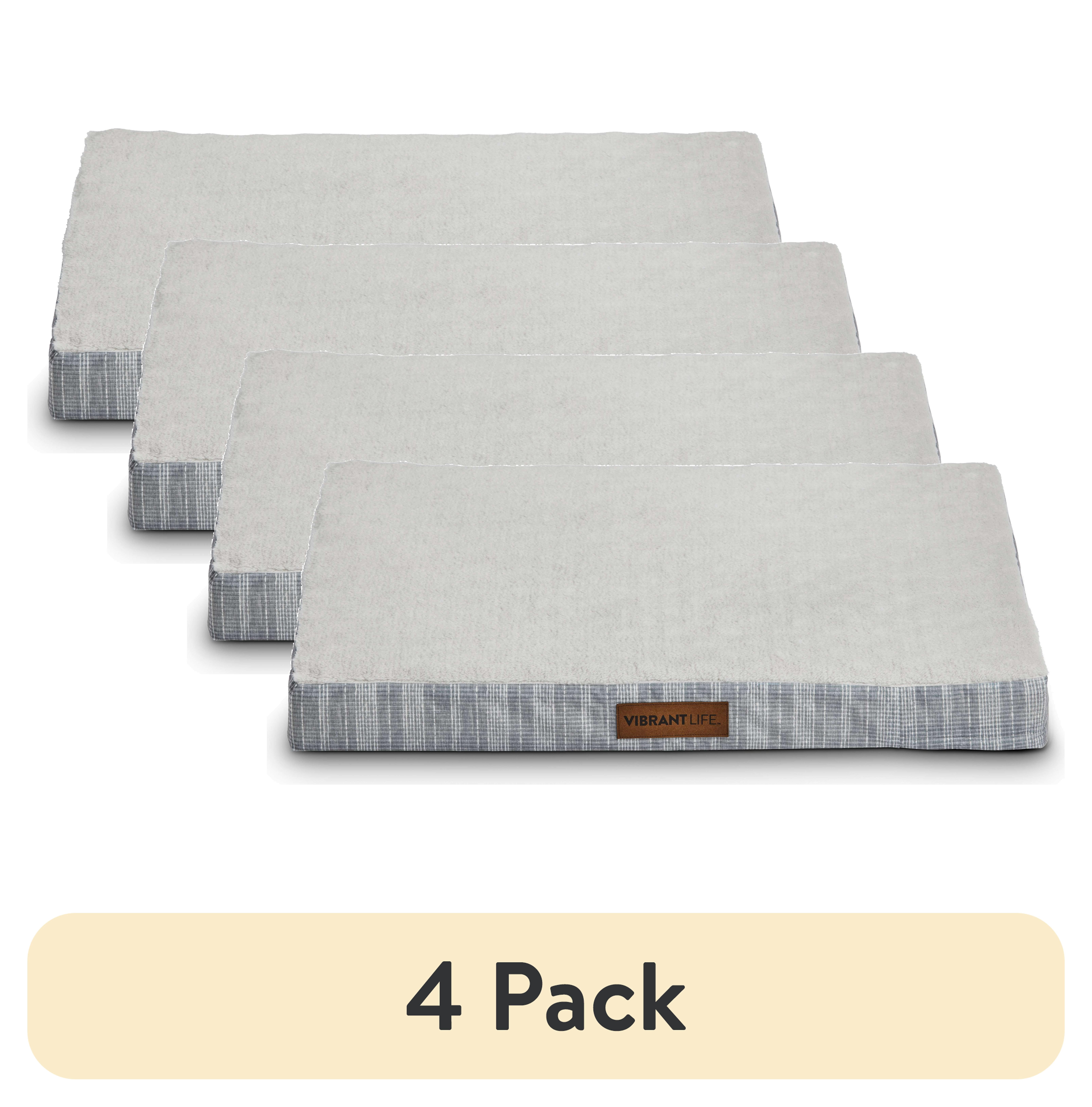 (4 pack) (4 pack) Vibrant Life Medium Orthopedic Foam Mat Dog Bed, Grey, 28" x 20"