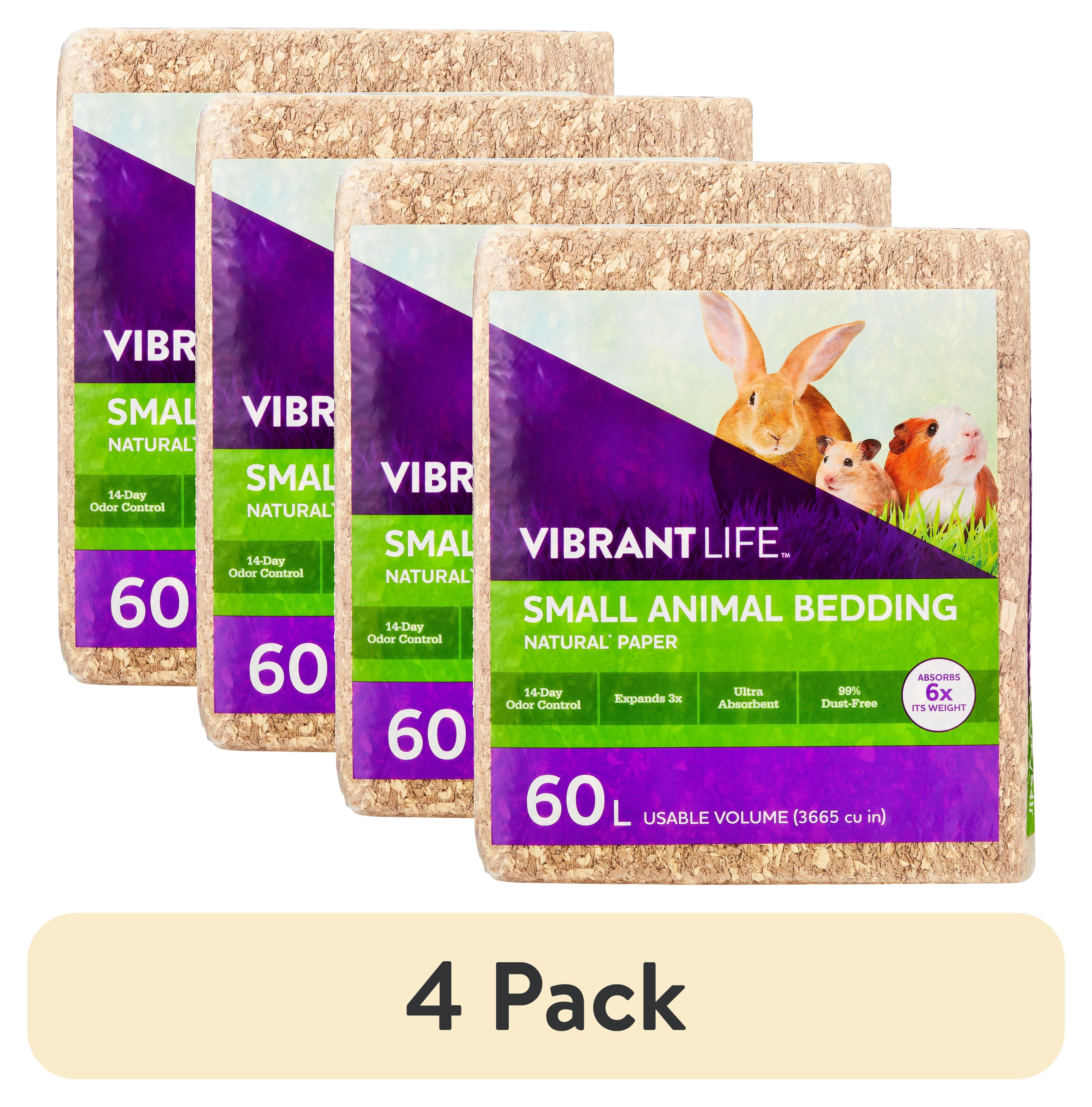 (4 pack) Vibrant Life Natural Paper Pet Bedding for Small Pets, Natural Brown, 60 L Bag