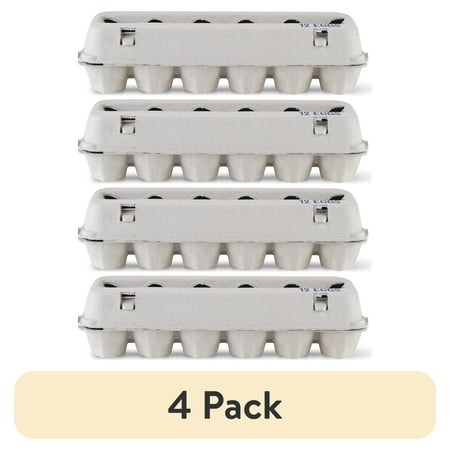 (4 pack) Vibrant Life Egg Cartons, Natural Pulp Paper Material, Holds 12 Eggs