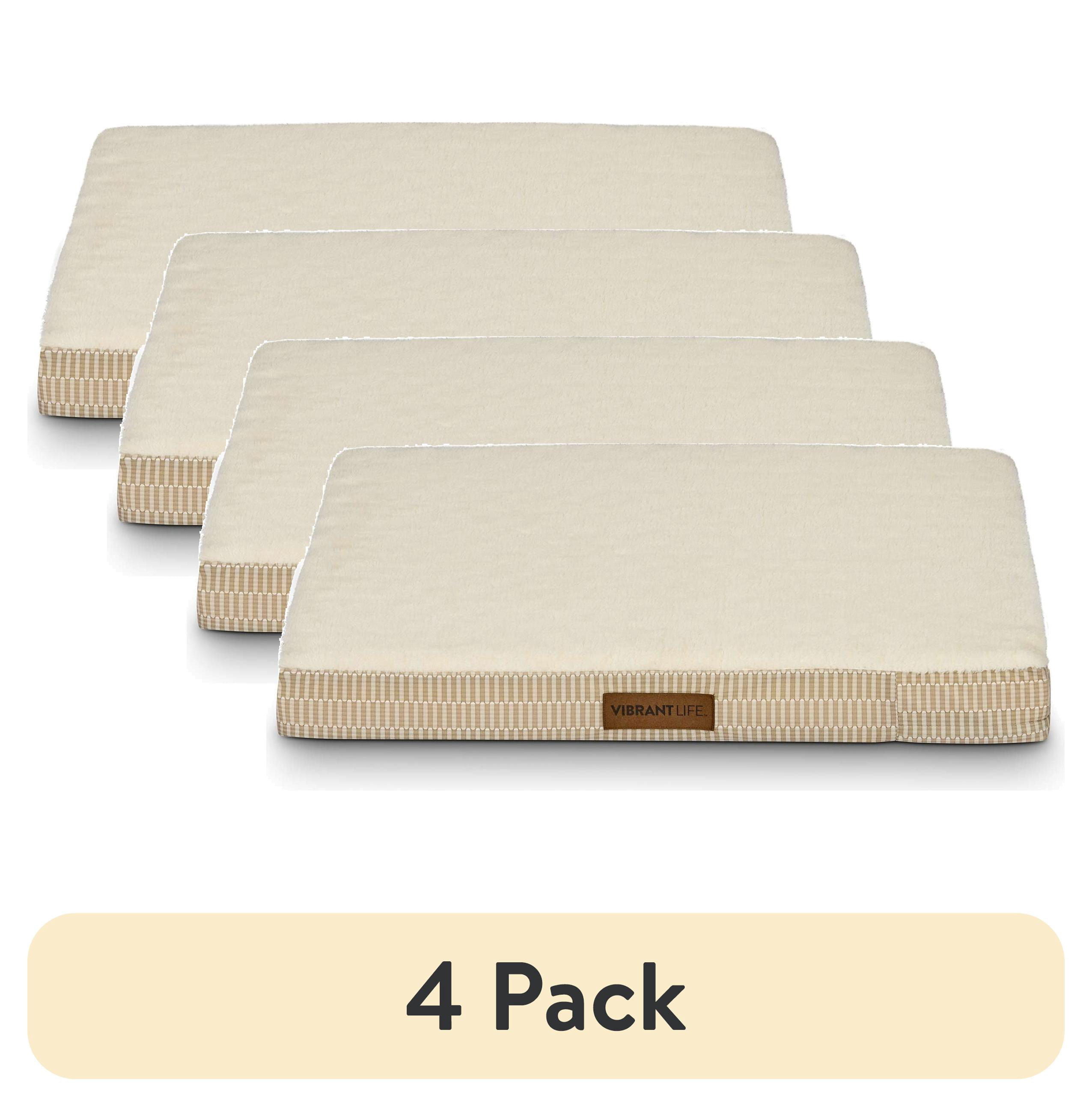 (4 pack) Vibrant Life Orthopedic Foam Dog Bed, Tan , Medium 28" x 20"