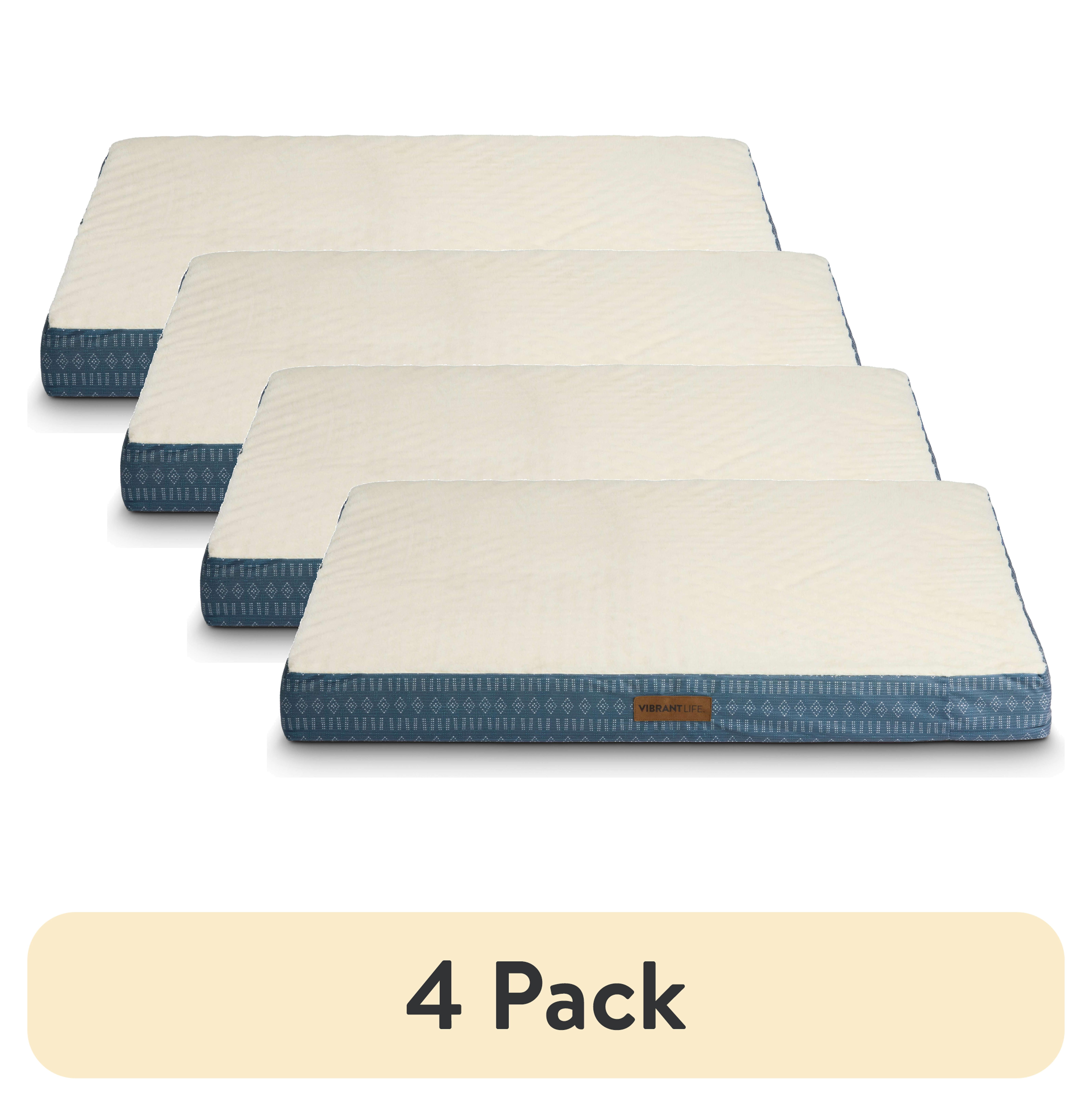 (4 pack) Vibrant Life Orthopedic Foam Dog Bed for Large Breeds, Extra Large, Blue 41" x 31"