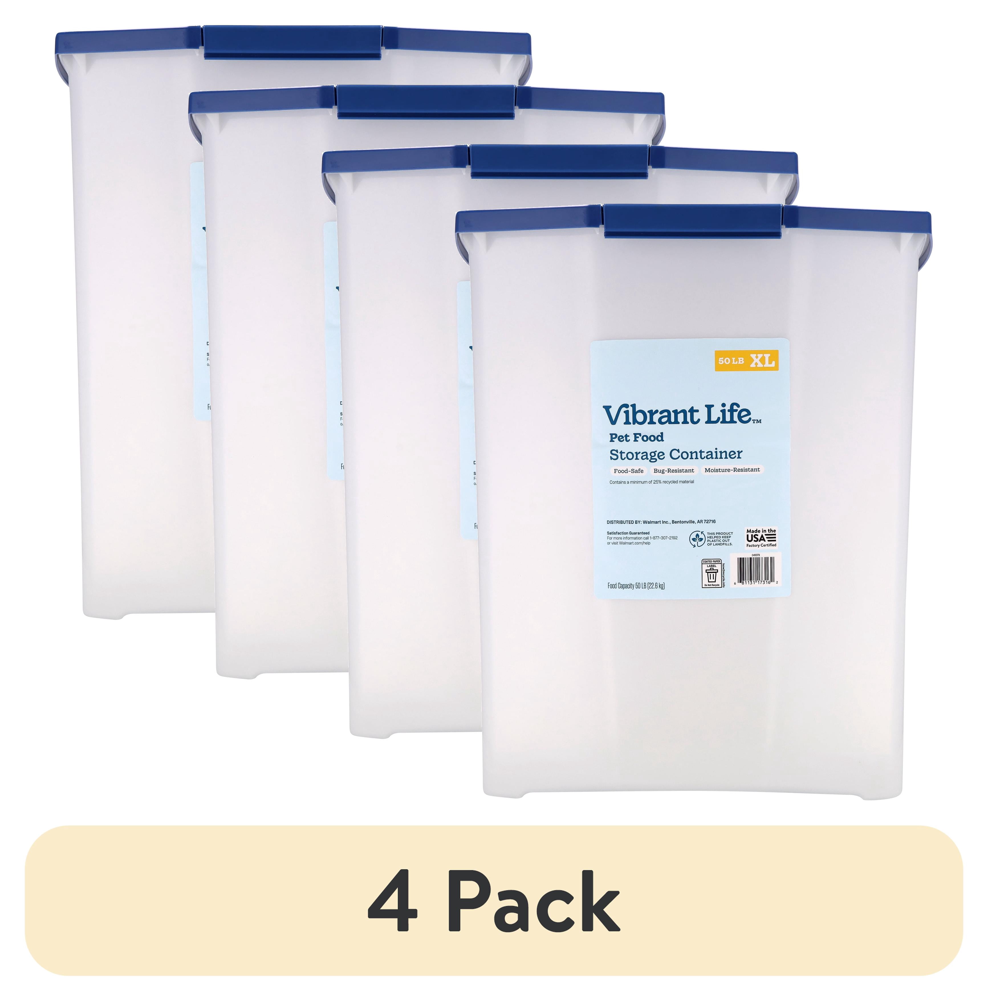 (4 pack) Vibrant Life Pet Food Storage Container, Extra Large, 50 lb Capacity