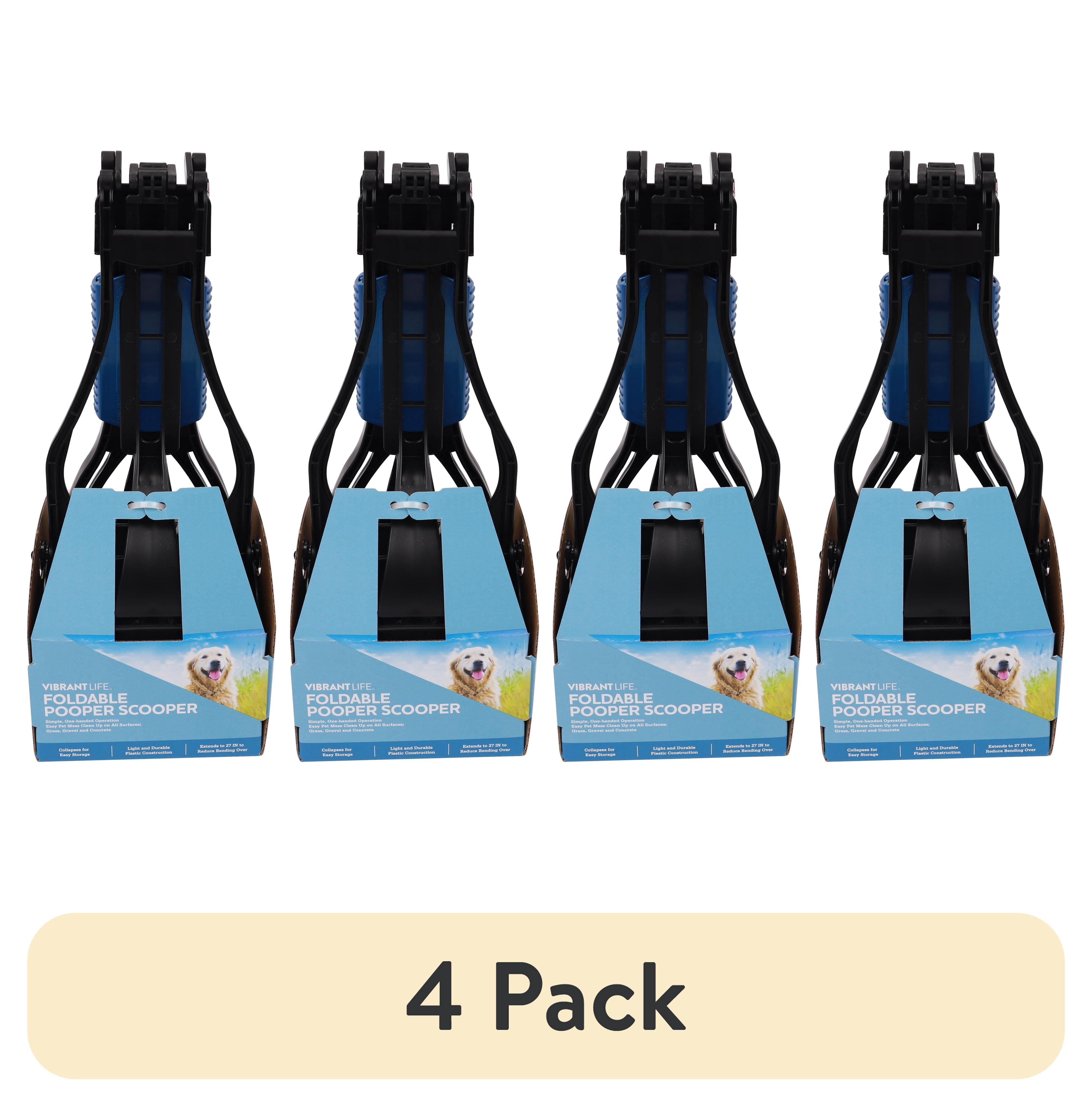 (4 pack) Vibrant Life Foldable Dog Pooper Scooper, Black