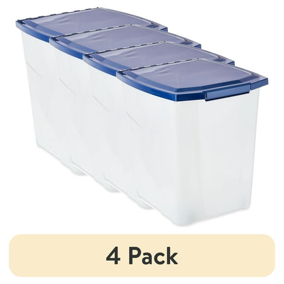 (4 pack) Vibrant Life Pet Food Storage Container with Wheels, Large, 25 lb Capacity