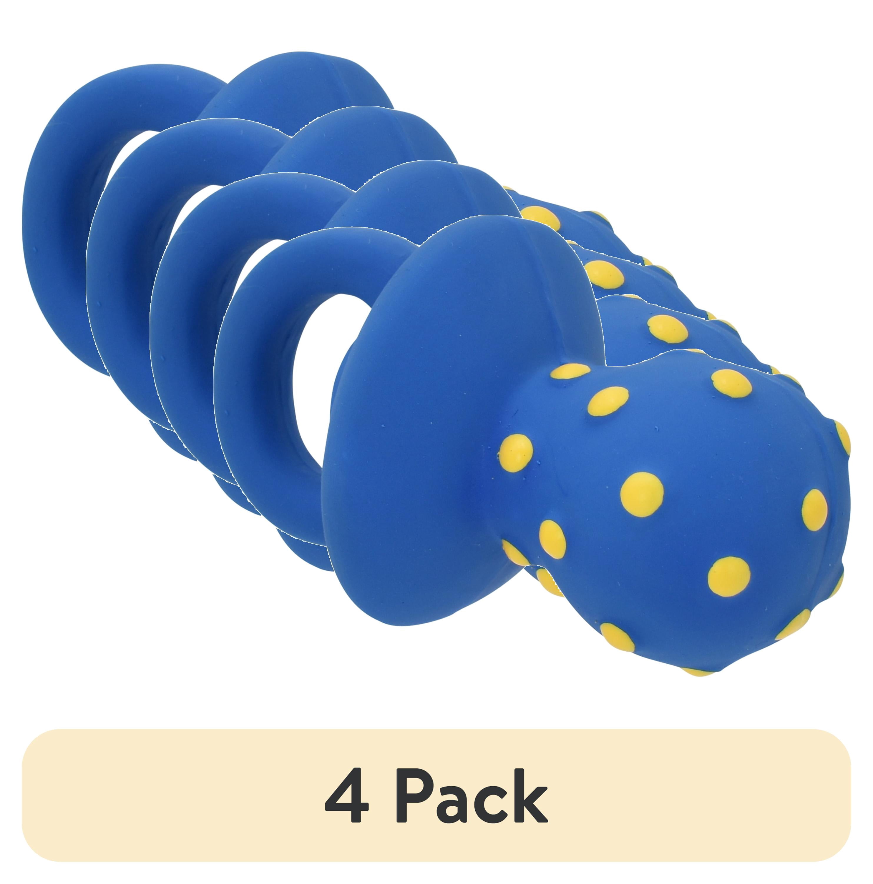 (4 pack) Vibrant Life Playful Buddy Pacifier Dog Toy, Latex with Plush Filling, Chew Level 1