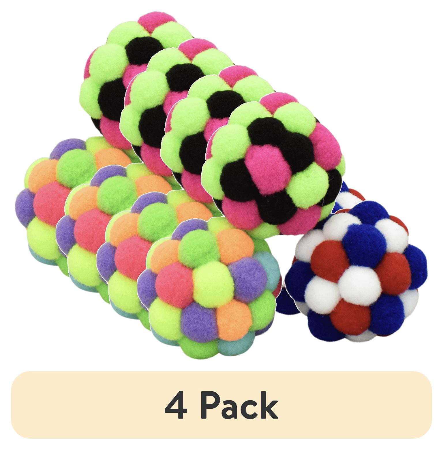(4 pack) Vibrant Life Pom Pom Cat Toy, Assorted Colors