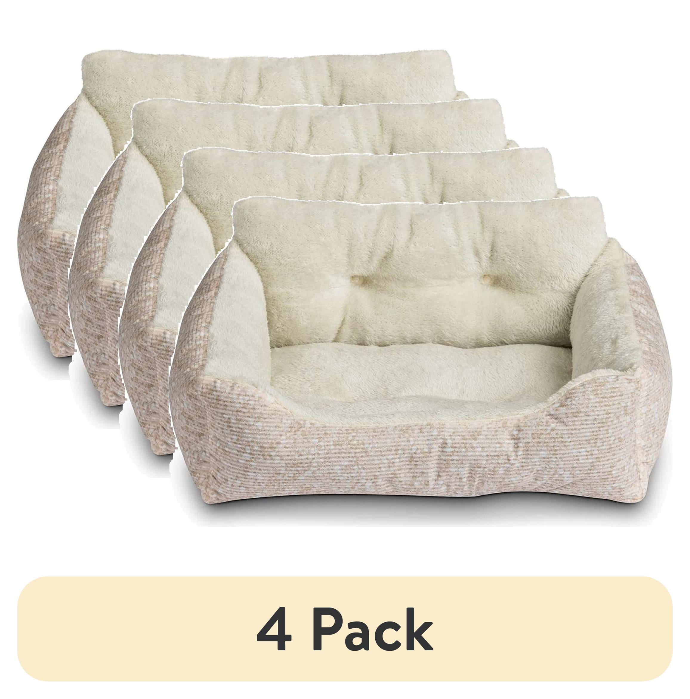 (4 pack) Vibrant Life Puppy Dog Bed, Plush Bolster Dog for Small Dogs, Small, 21" x 17", Pink