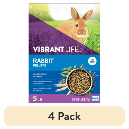 (4 pack) Vibrant Life Rabbit Pellets, 5 lb Bag