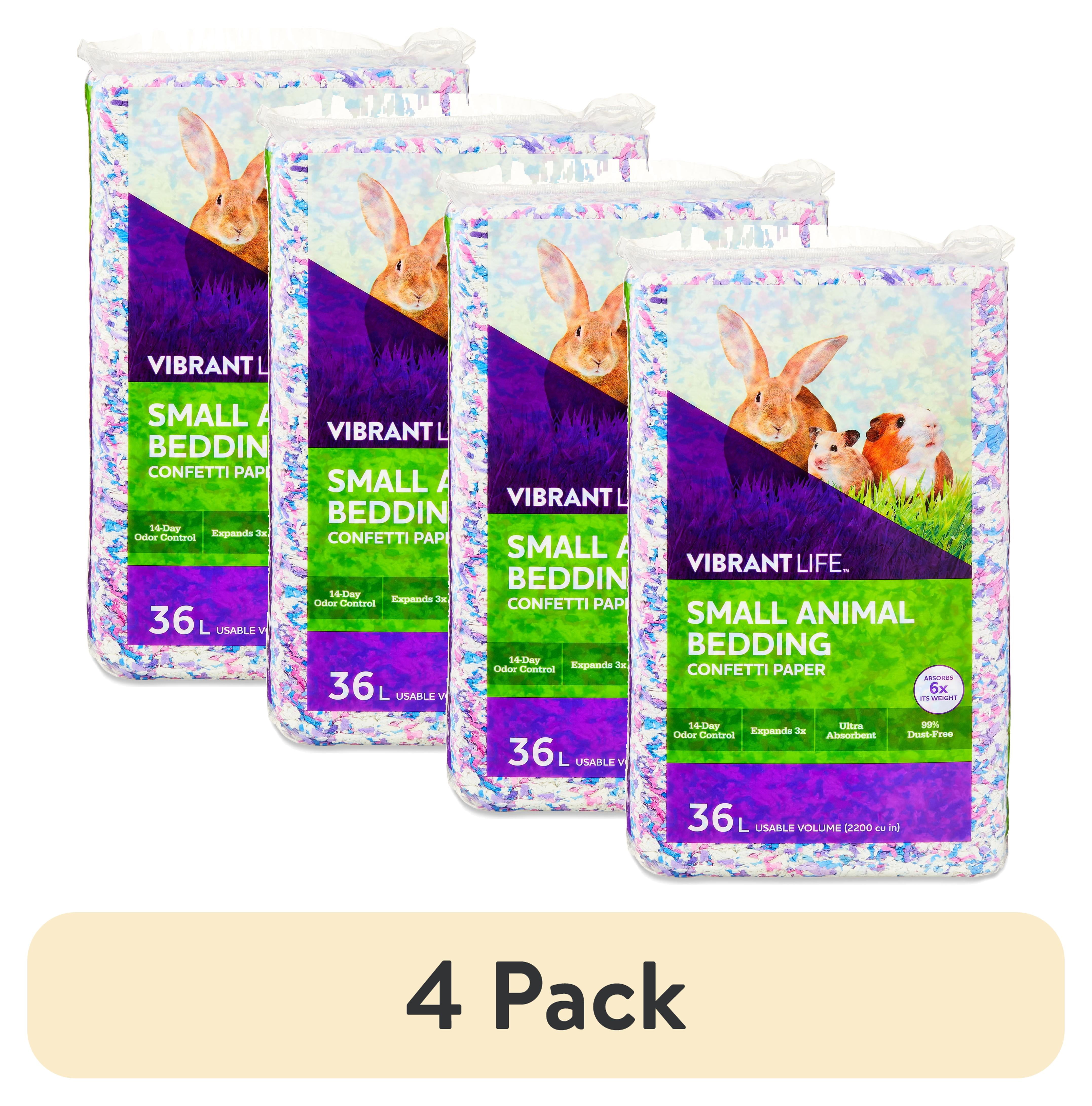 (4 pack) Vibrant Life Small Animal Bedding, Confetti Paper, 36 L Bag