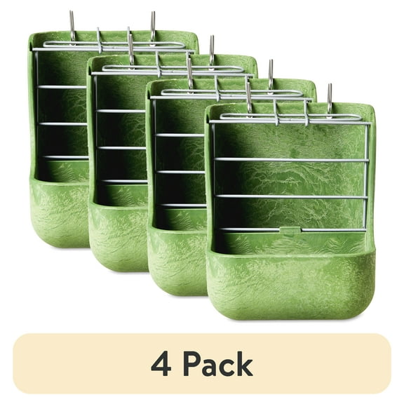 (4 pack) Vibrant Life Small Animal Plastic Hay and Food Bin, Green