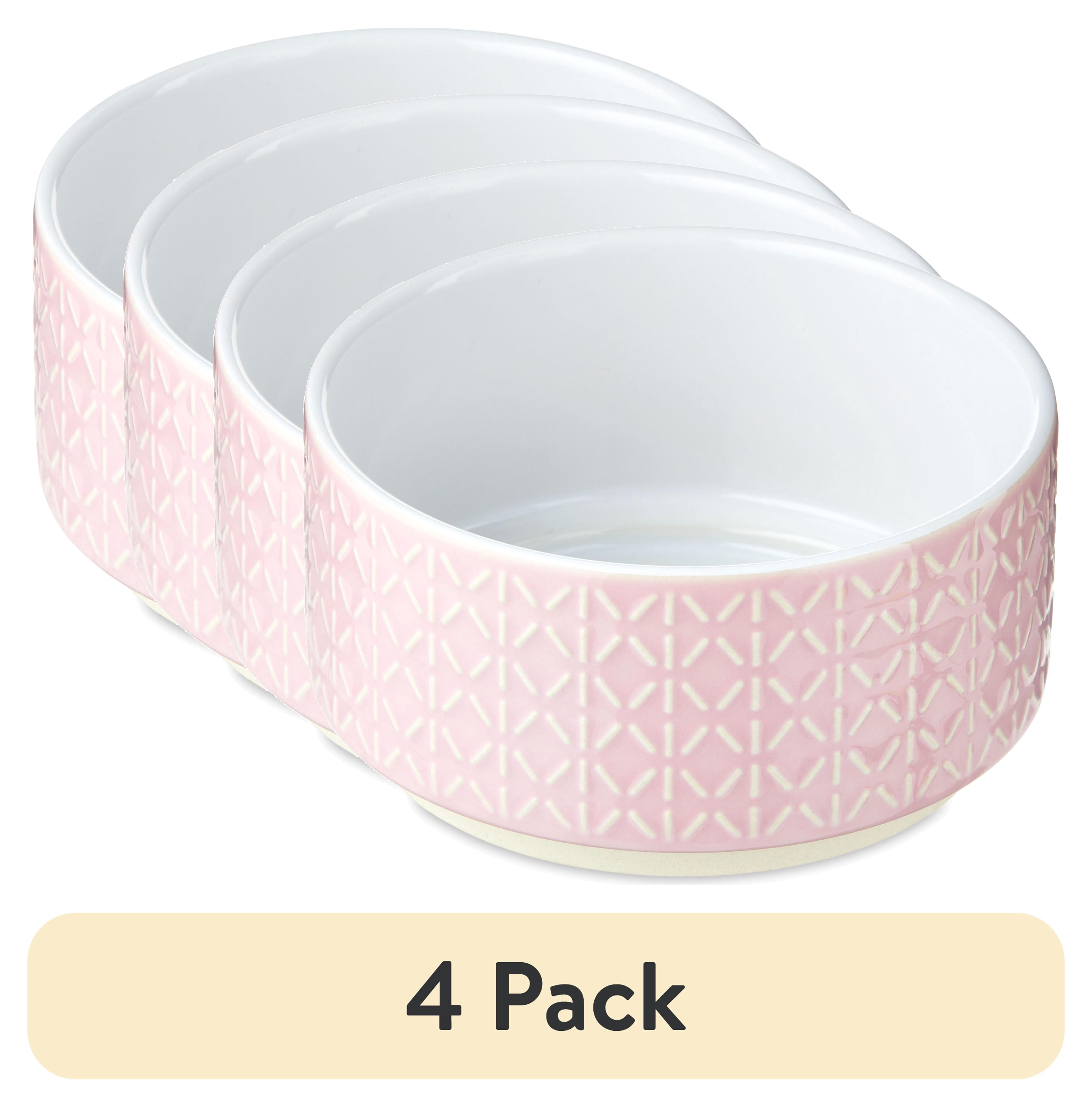 (4 pack) Vibrant Life Small Ceramic Pet Bowl, Pink, Dog