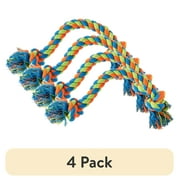 (4 pack) Vibrant Life Tug Buddy Braided Rope Chew Dog Toy, Multicolor, Level 1 for Light Chewing