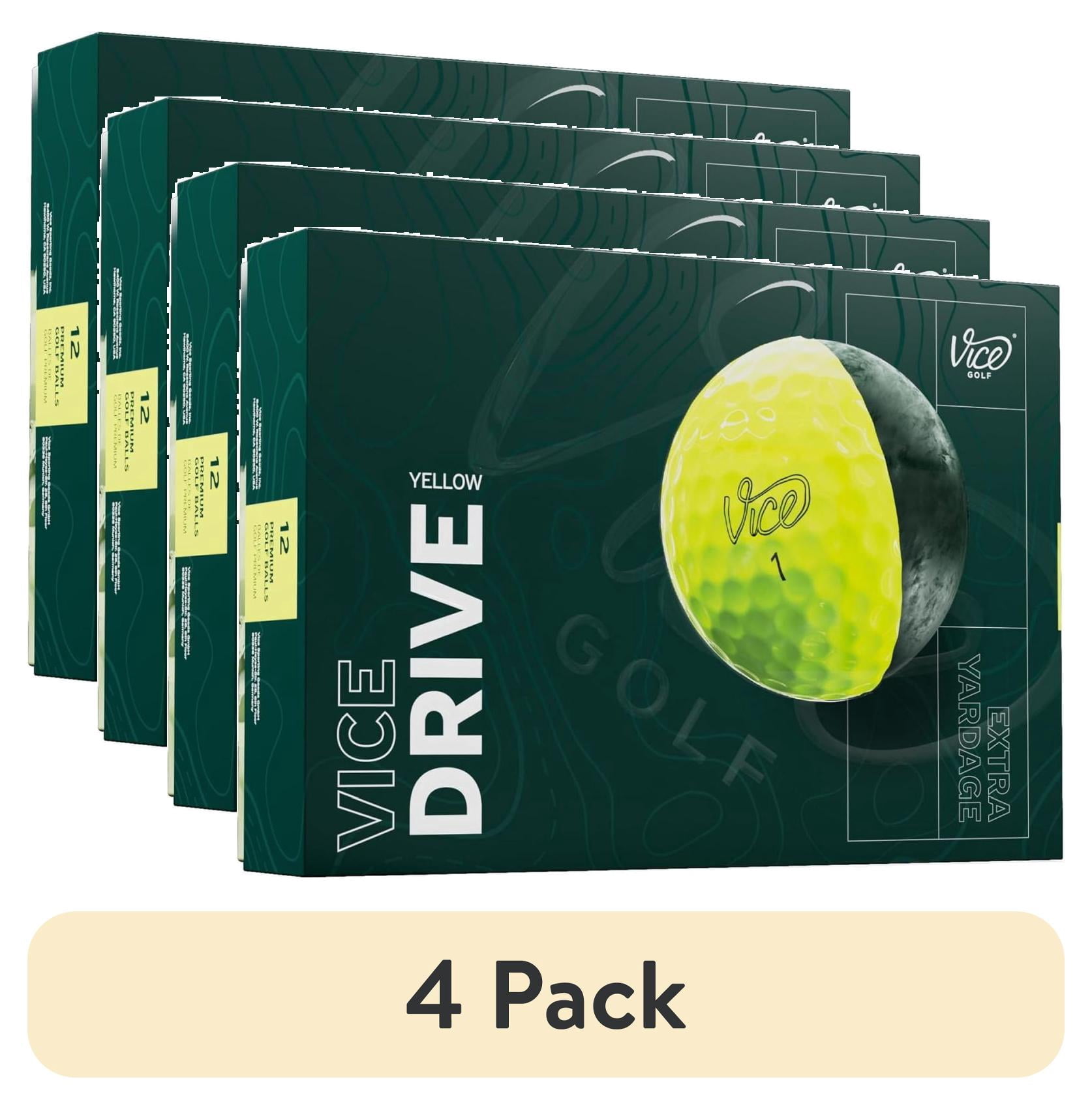 (4 pack) Vice Drive Golf Balls, Yellow 12pk