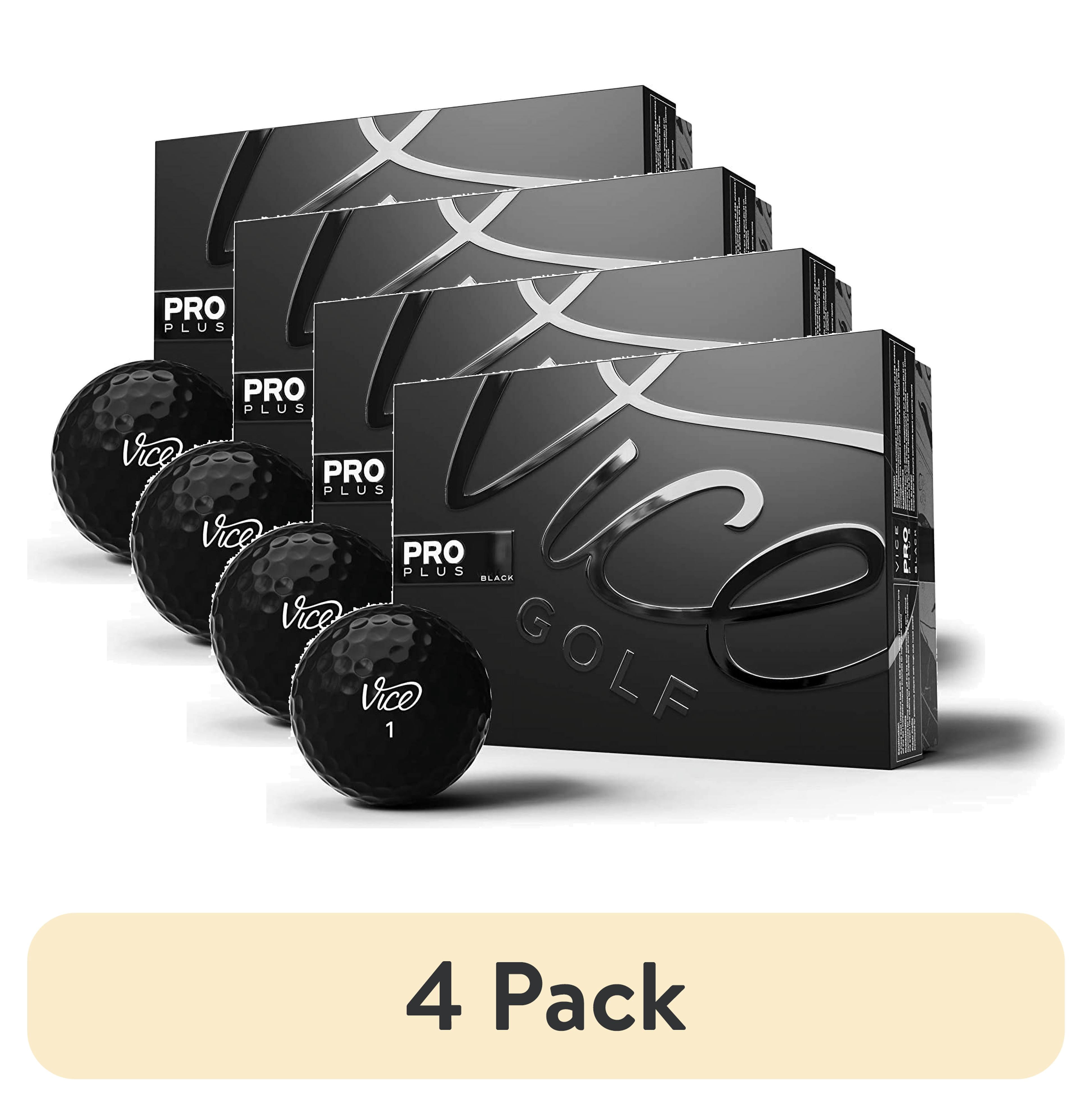 (4 pack) Vice Golf Limited Edition Pro Plus Golf Balls, Black, 12pk