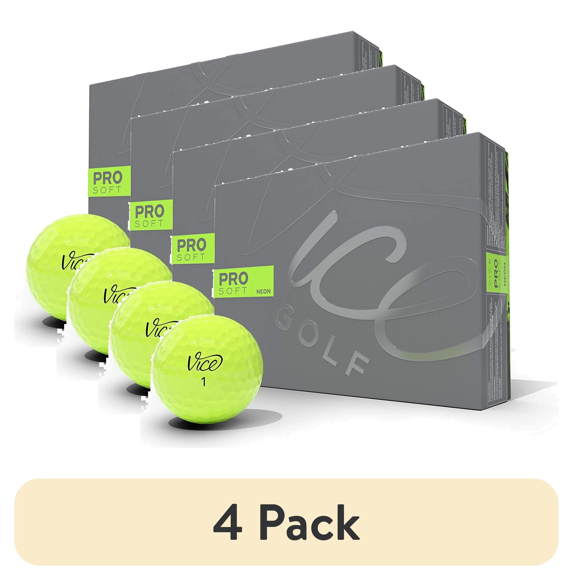 (4 pack) Vice Golf Pro Soft Golf Balls, Lime Green,12pk