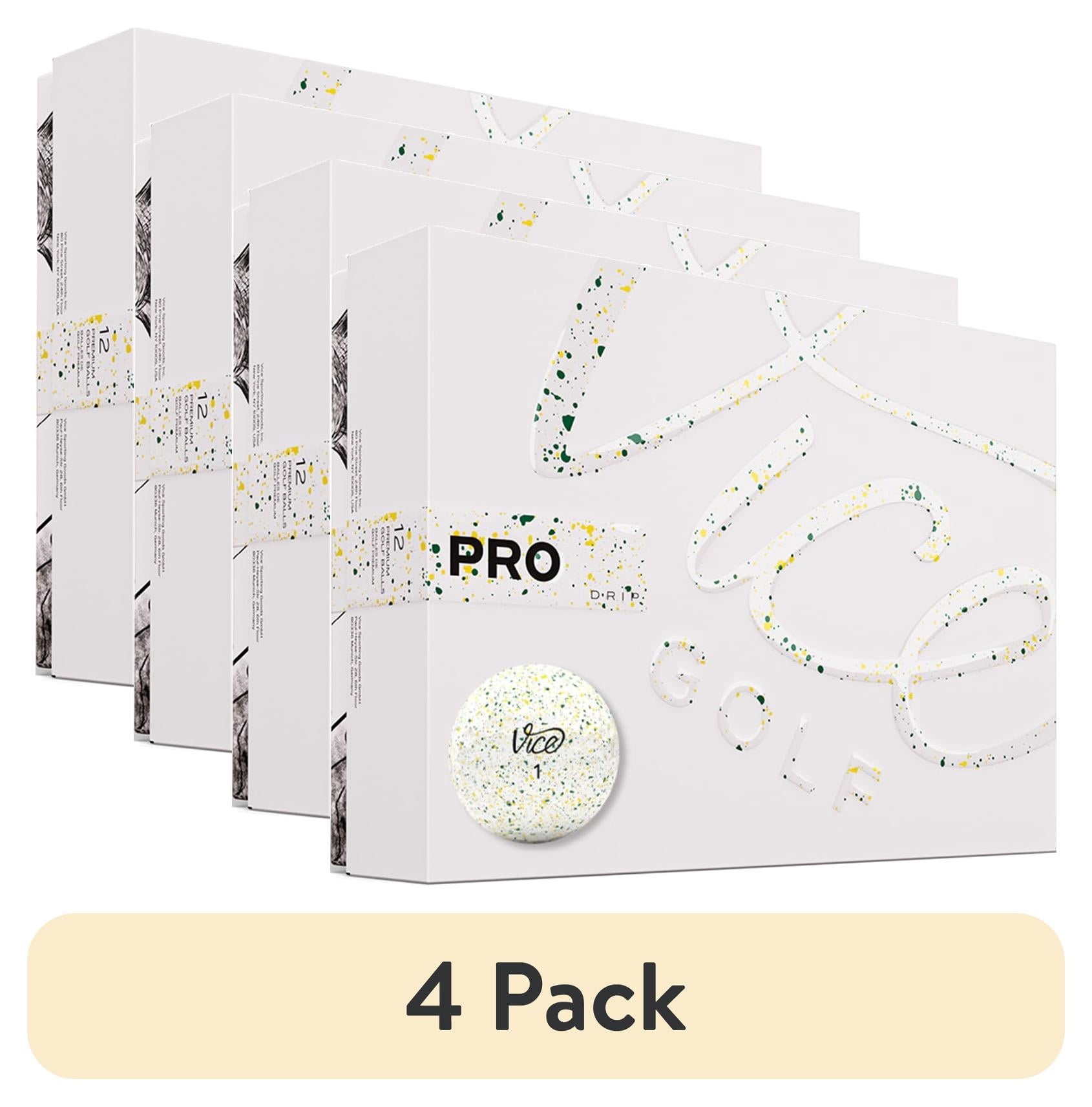 (4 pack) Vice Golf Pro Drip Yellow and Green Golf Balls, 1 Dozen