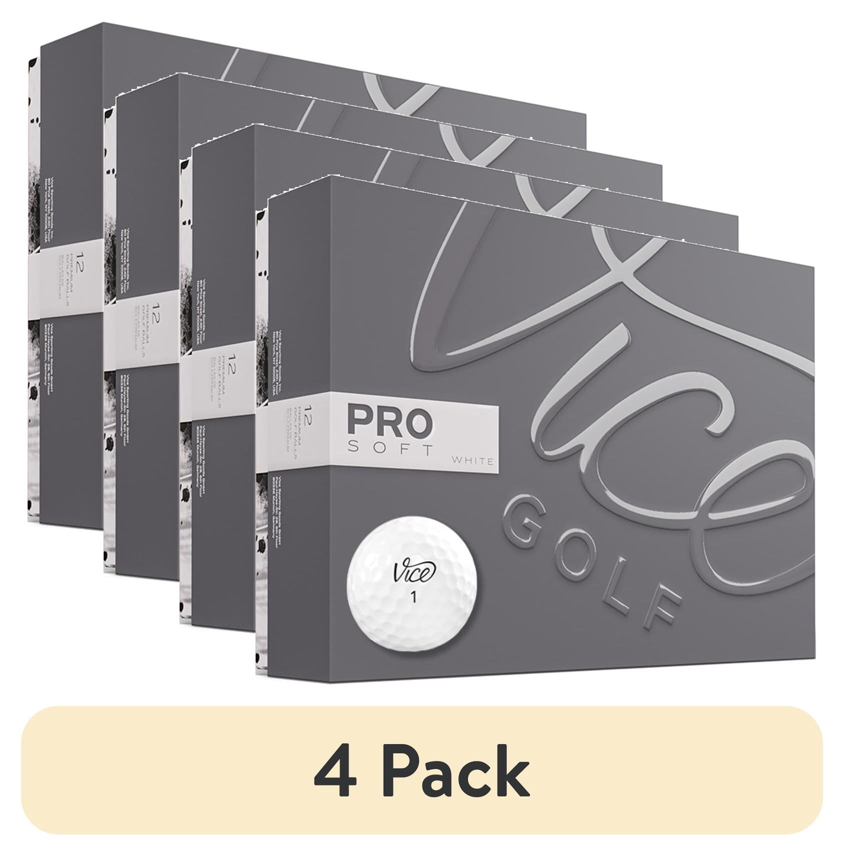 (4 pack) Vice Golf Pro Soft Golf Balls, White, 12pk
