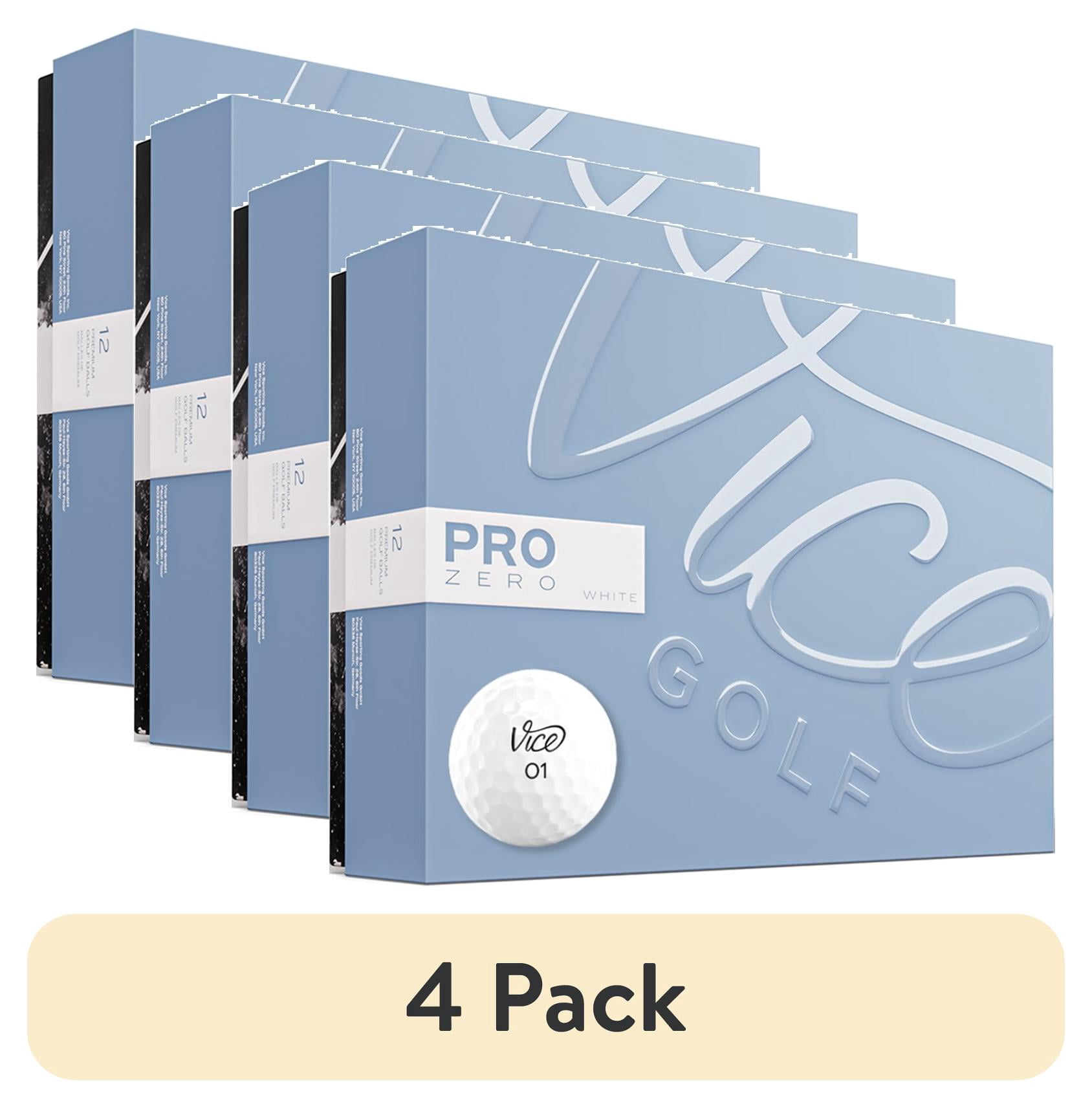 (4 pack) Vice Golf Pro Zero White 1 Dozen Balls