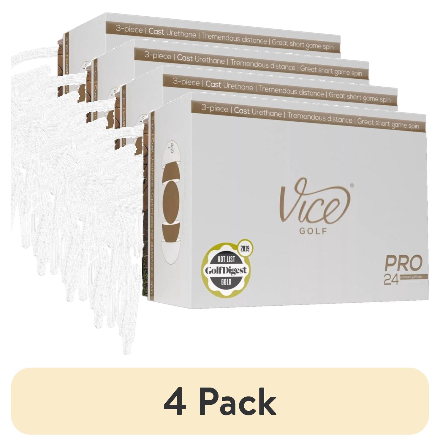 (4 pack) Vice Pro Golf Balls, 24pk, White