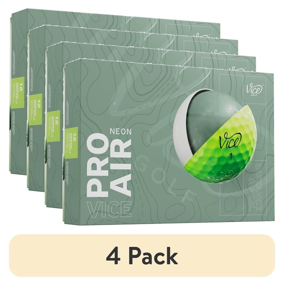 (4 pack) (4 pack) Vice Pro Air Golf Balls 2025, Lime, 12pk