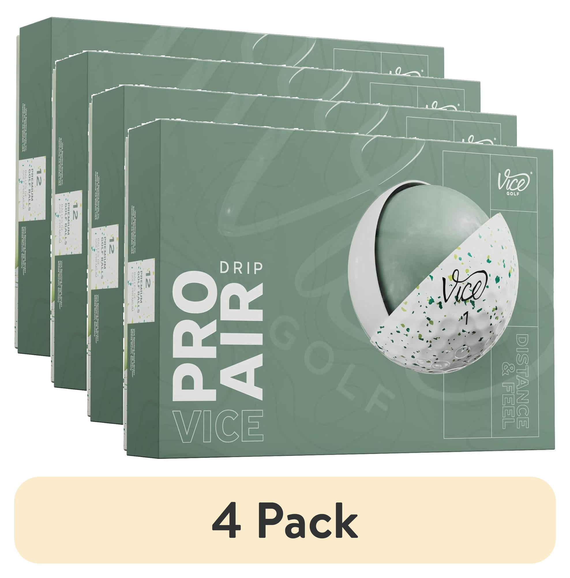 (4 pack) Vice Pro Air Golf Balls 2025, Petrol/Yellow Drip, 12pk
