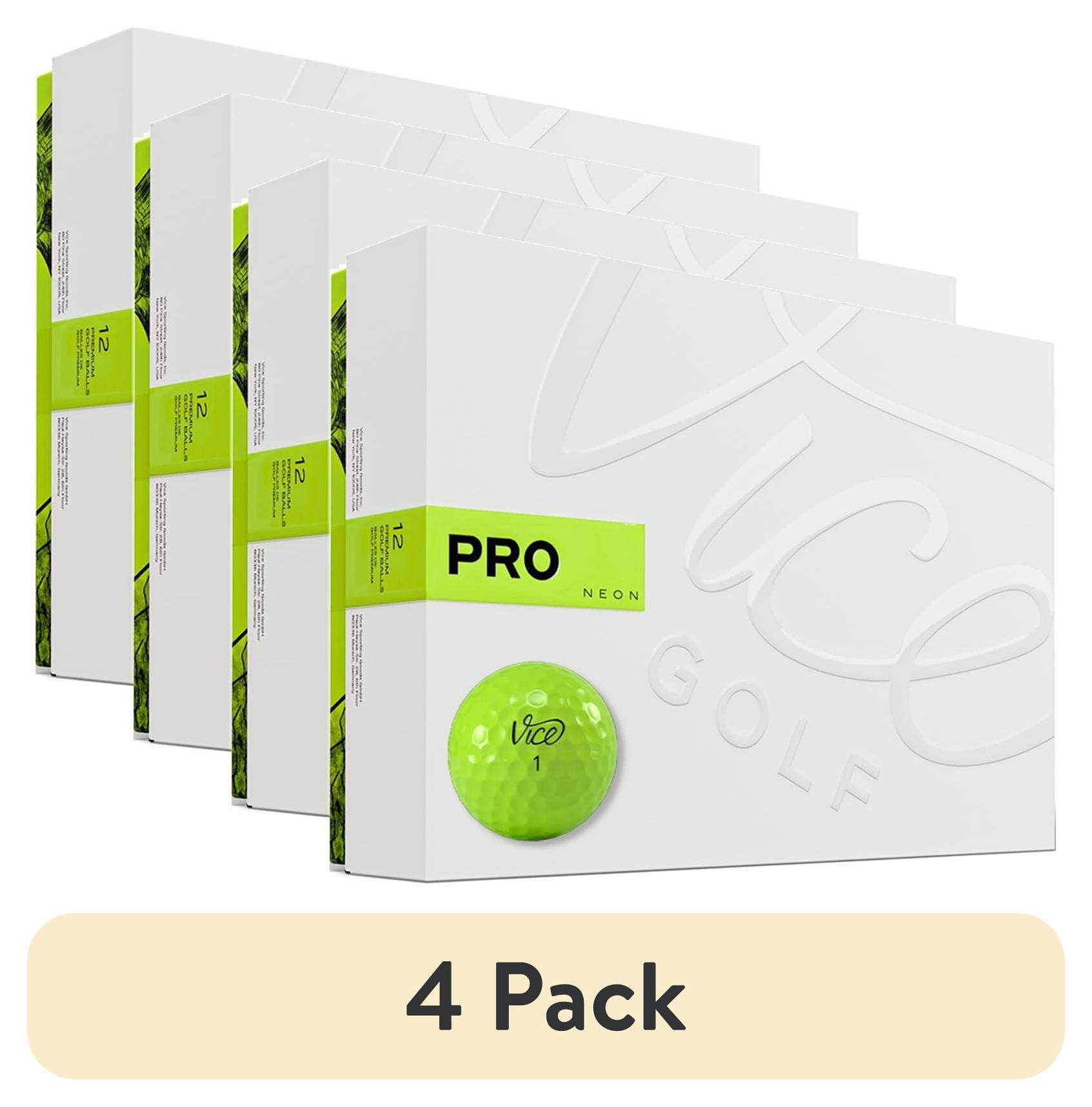 (4 pack) Vice Pro Golf Balls, Neon Lime, 12pk