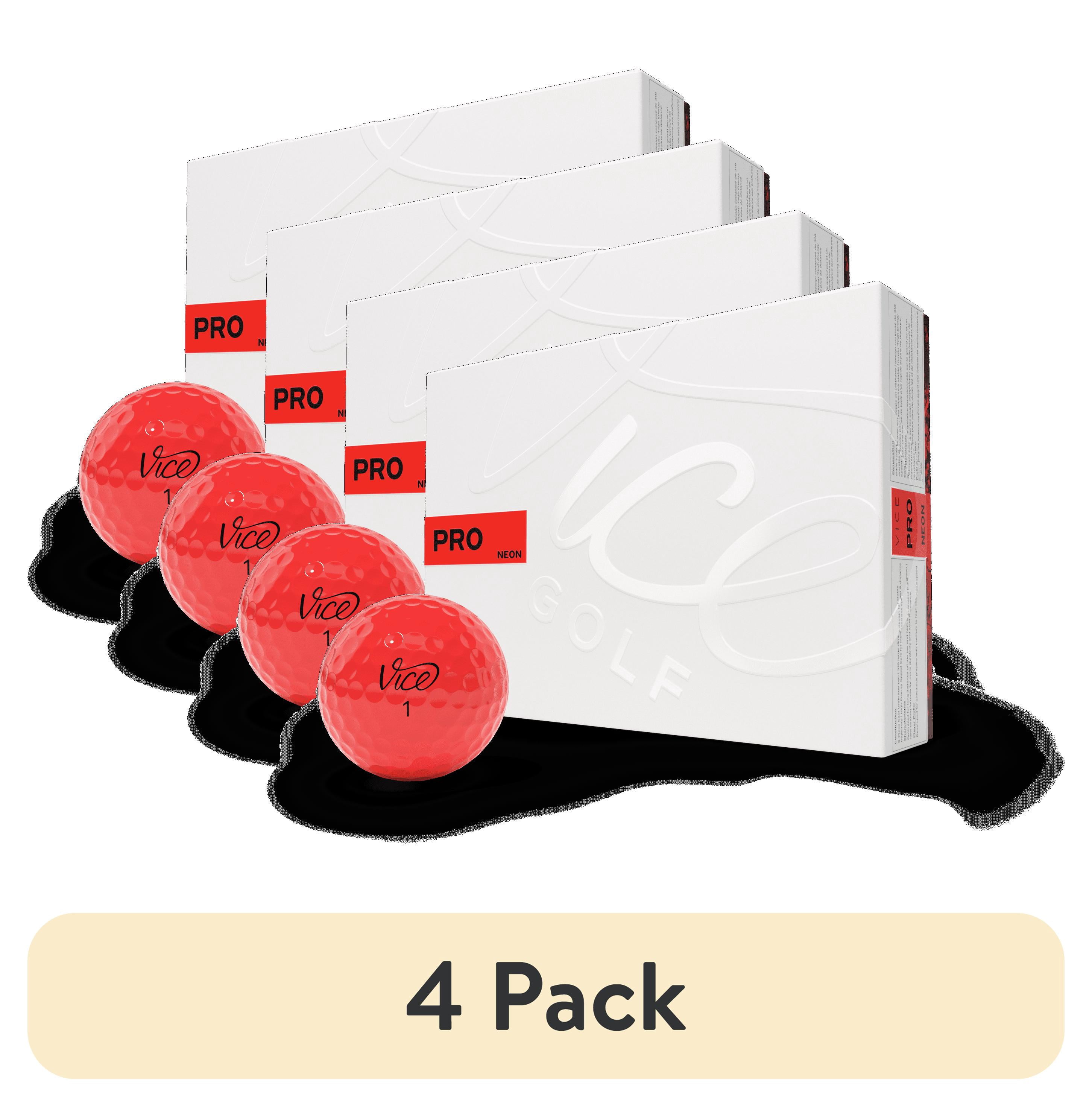 (4 pack) Vice Pro Golf Balls, Neon Red, 12pk