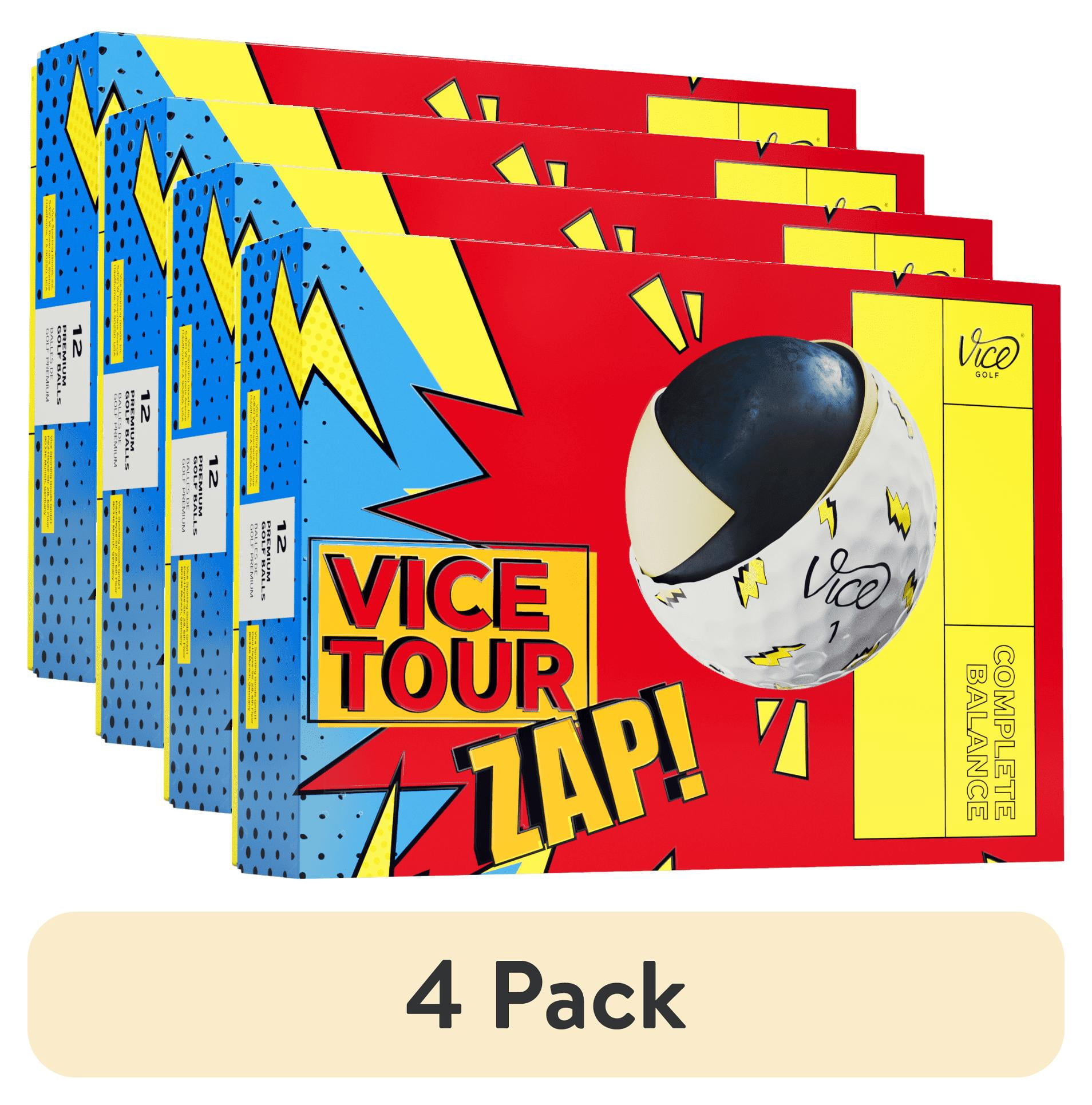 (4 pack) Vice Tour LE Zap Golf Balls, 12pk