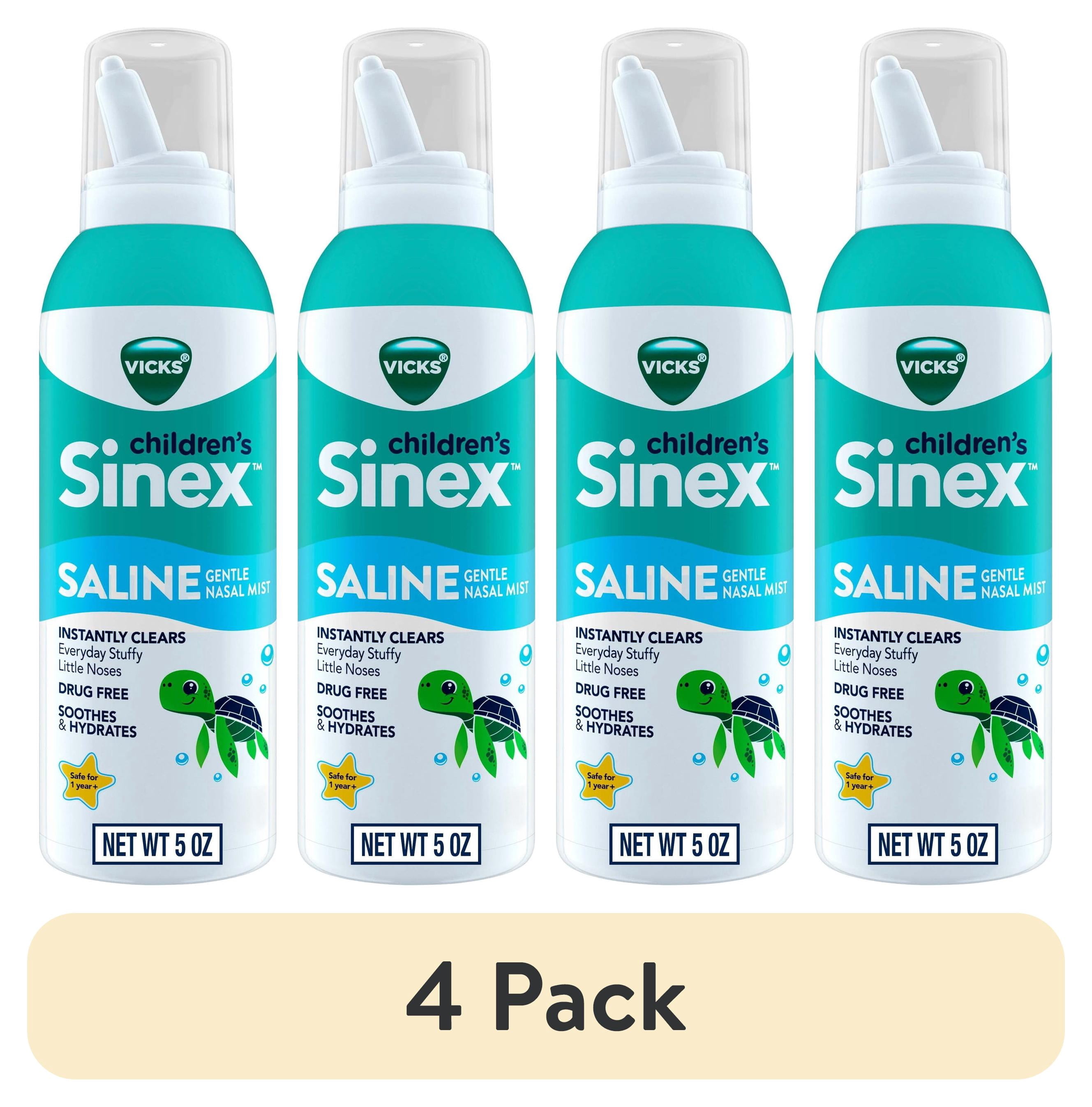 (4 pack) Vicks Sinex Children's Saline Nasal Spray, Drug-Free Nasal Decongestant for Kids Sinus Relief, 5 oz