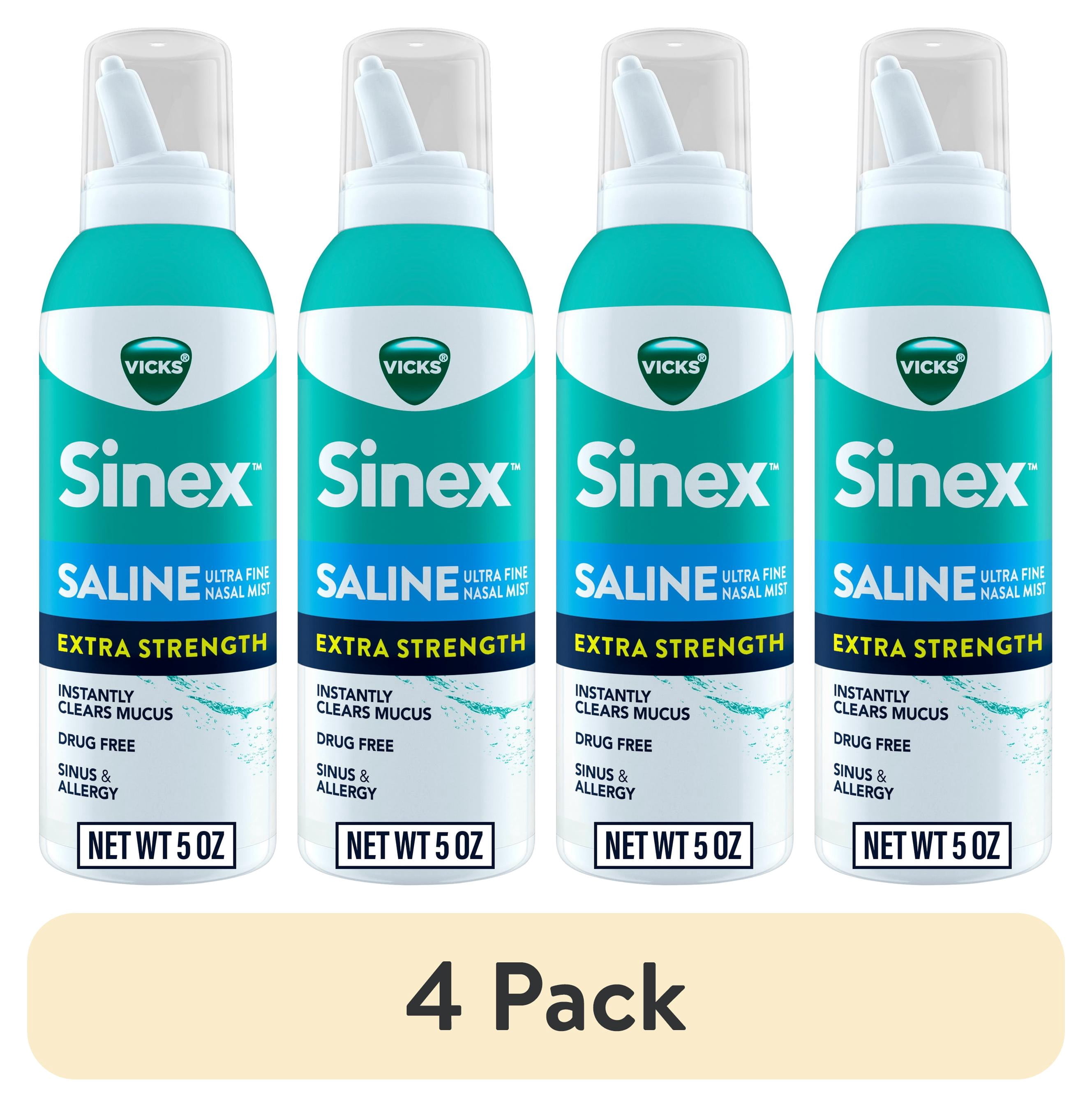 (4 pack) Vicks Sinex Extra Strength Nasal Spray, Nasal Decongestant for Sinus Relief, 5 oz