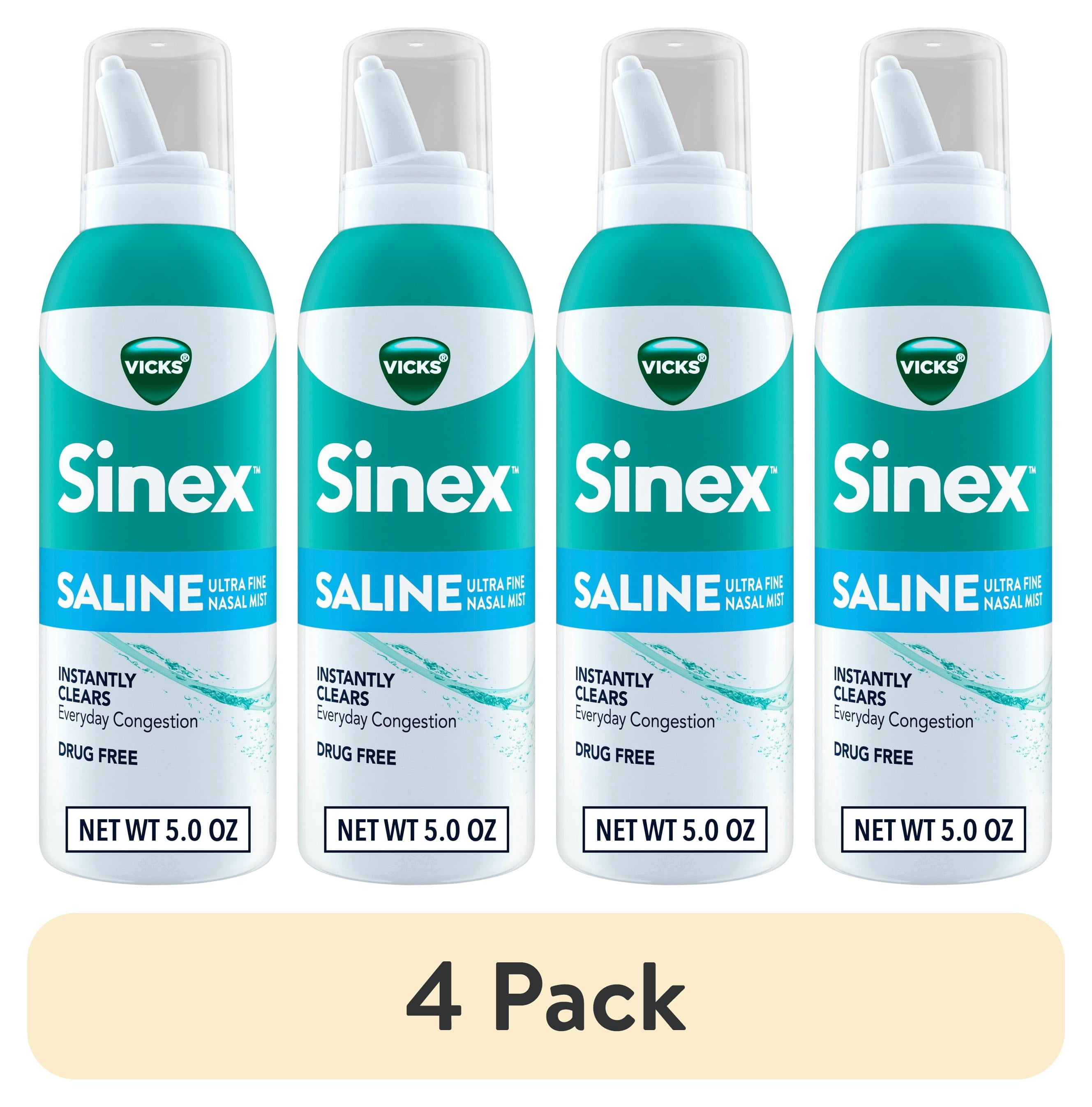 (4 pack) Vicks Sinex Saline Nasal Spray, Nasal Decongestant for Sinus Relief, 5 oz