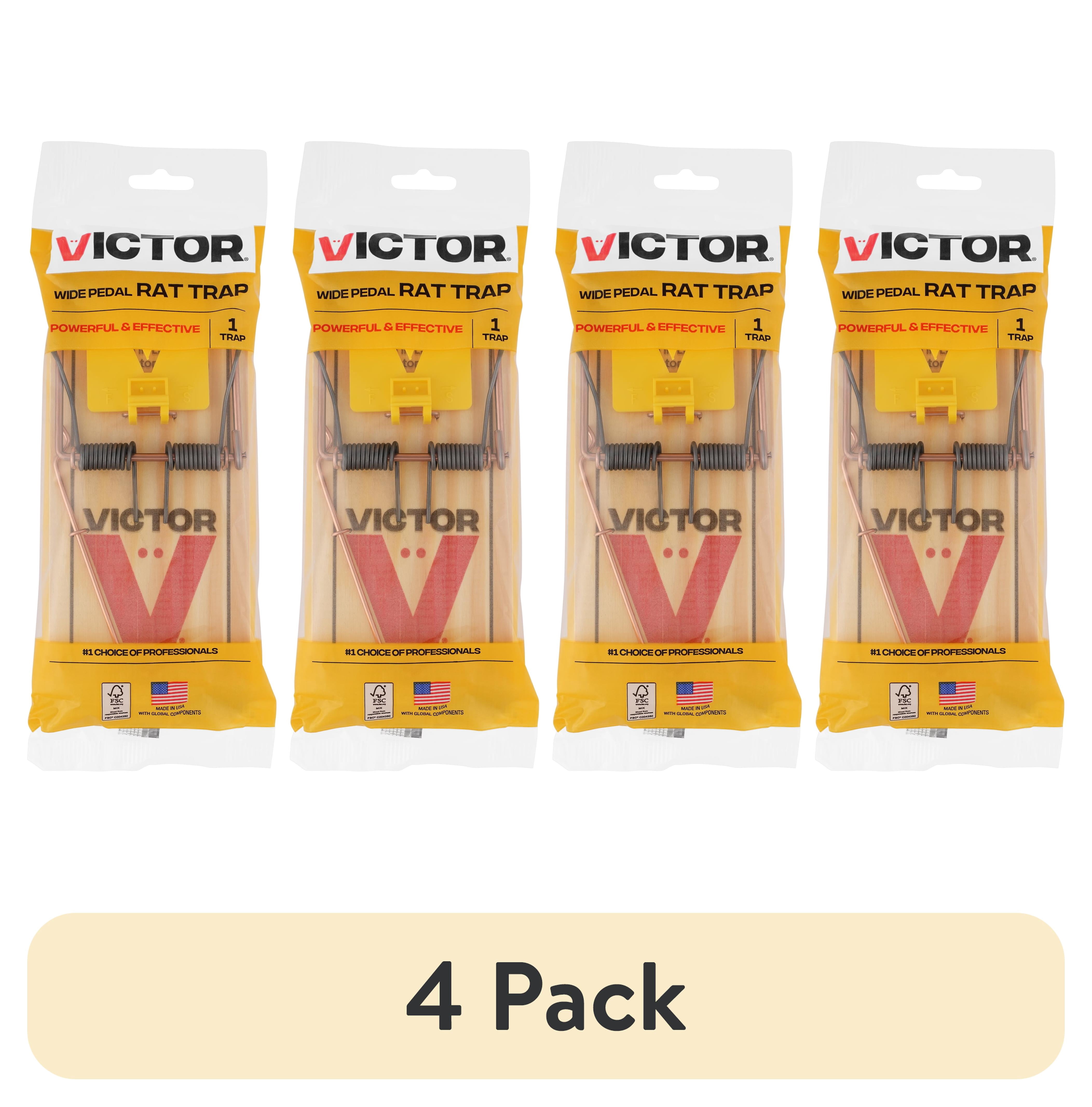 (4 pack) (4 pack) Victor Wide Pedal Rat Trap, Wooden Snap Traps for Indoor and Outdoor Rodent Control