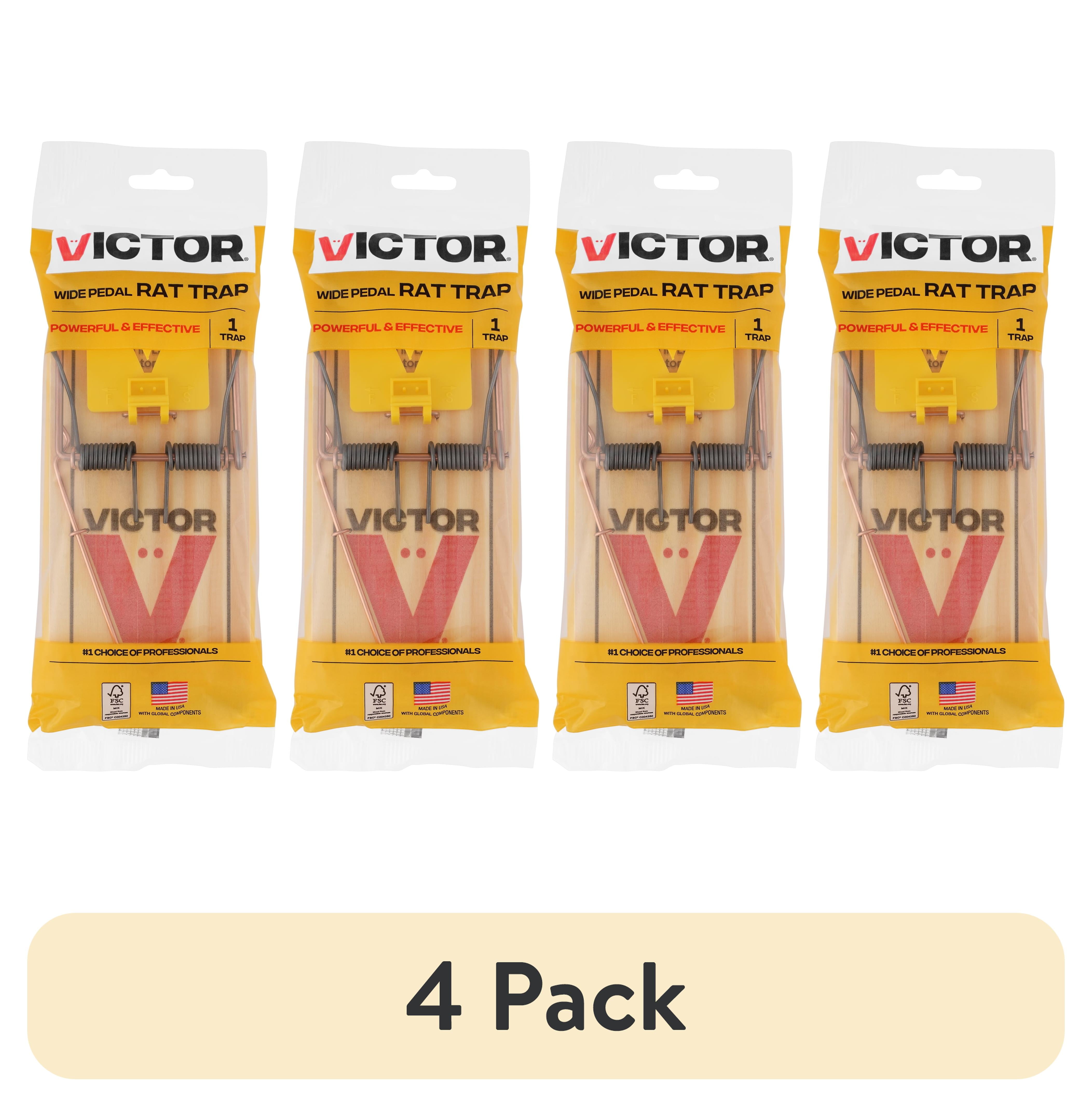 4 pack) Victor Easy Set Extended Trigger Rat Trap - Wooden Rat