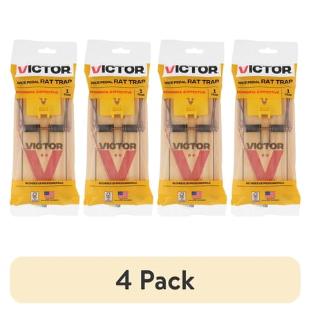 (4 pack) Victor Easy Set Extended Trigger Rat Trap - Wooden Rat Trap