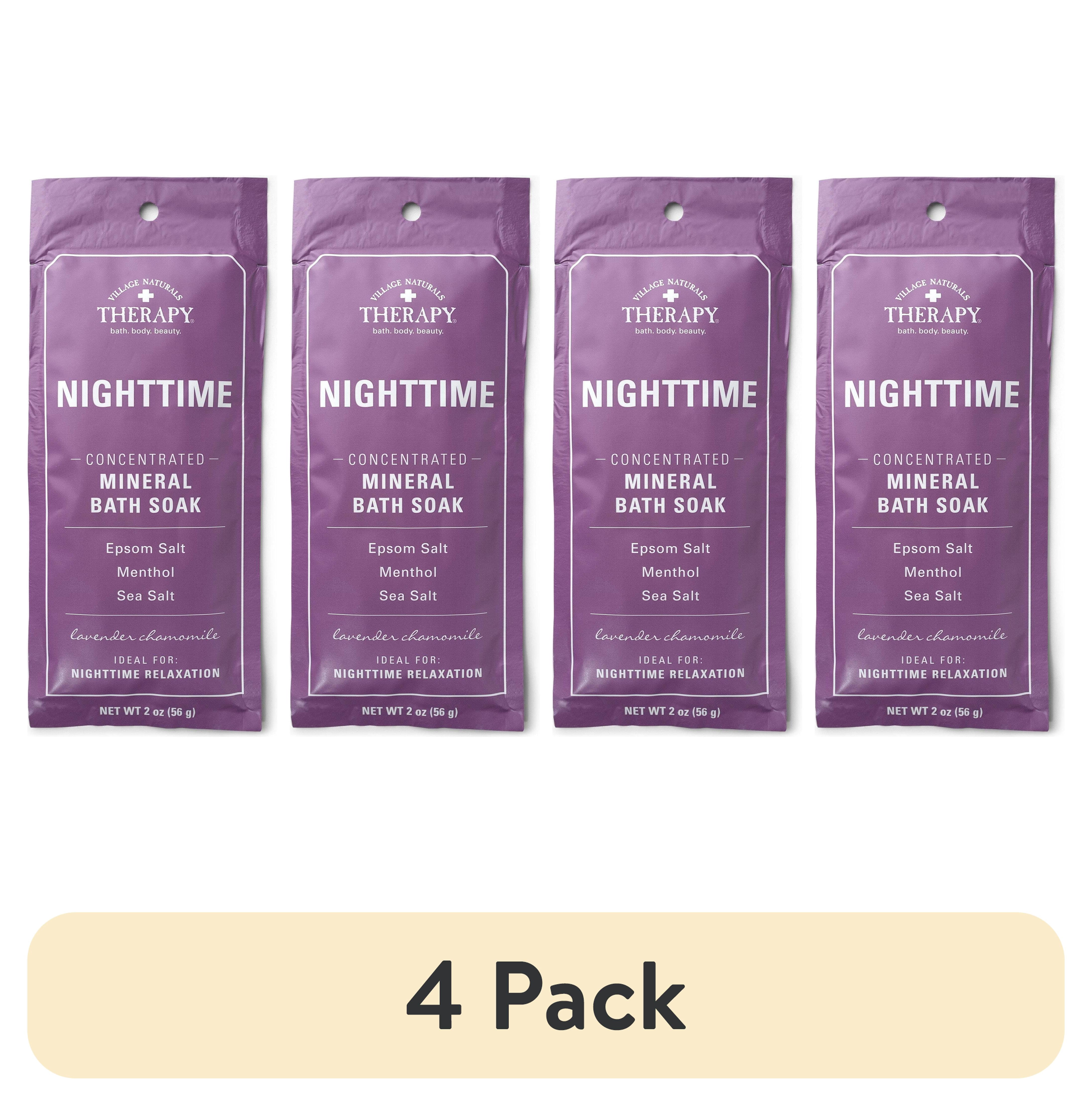 (4 pack) Village Naturals Therapy Nighttime Relief Concentrated Mineral Bath Soak