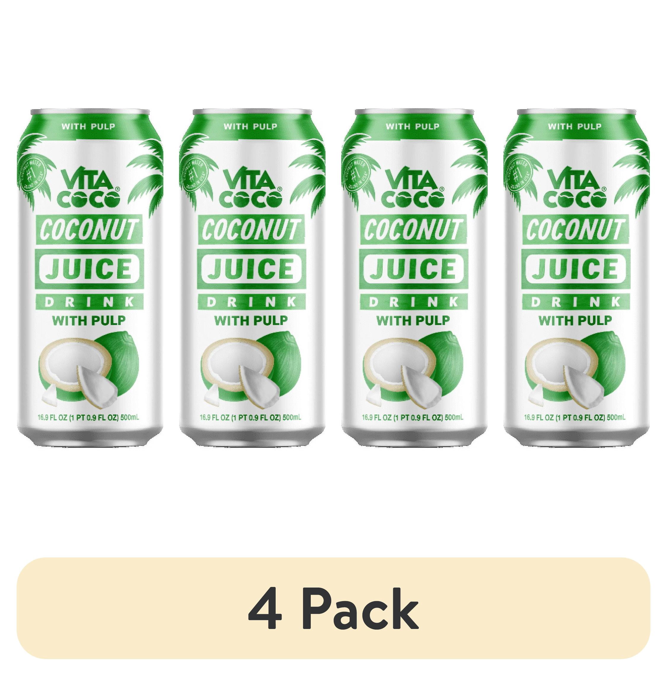 (4 pack) Vita Coco Coconut Juice, Original with Pulp, 16.5 fl oz