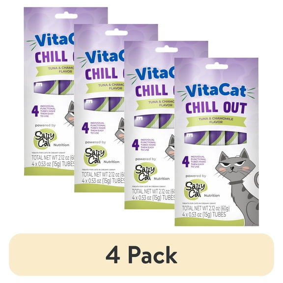 VitaCat by Salty Cat Chill Out Tuna & Chamomile Flavor Creamy Treats for Cats, 4 15g Tubes