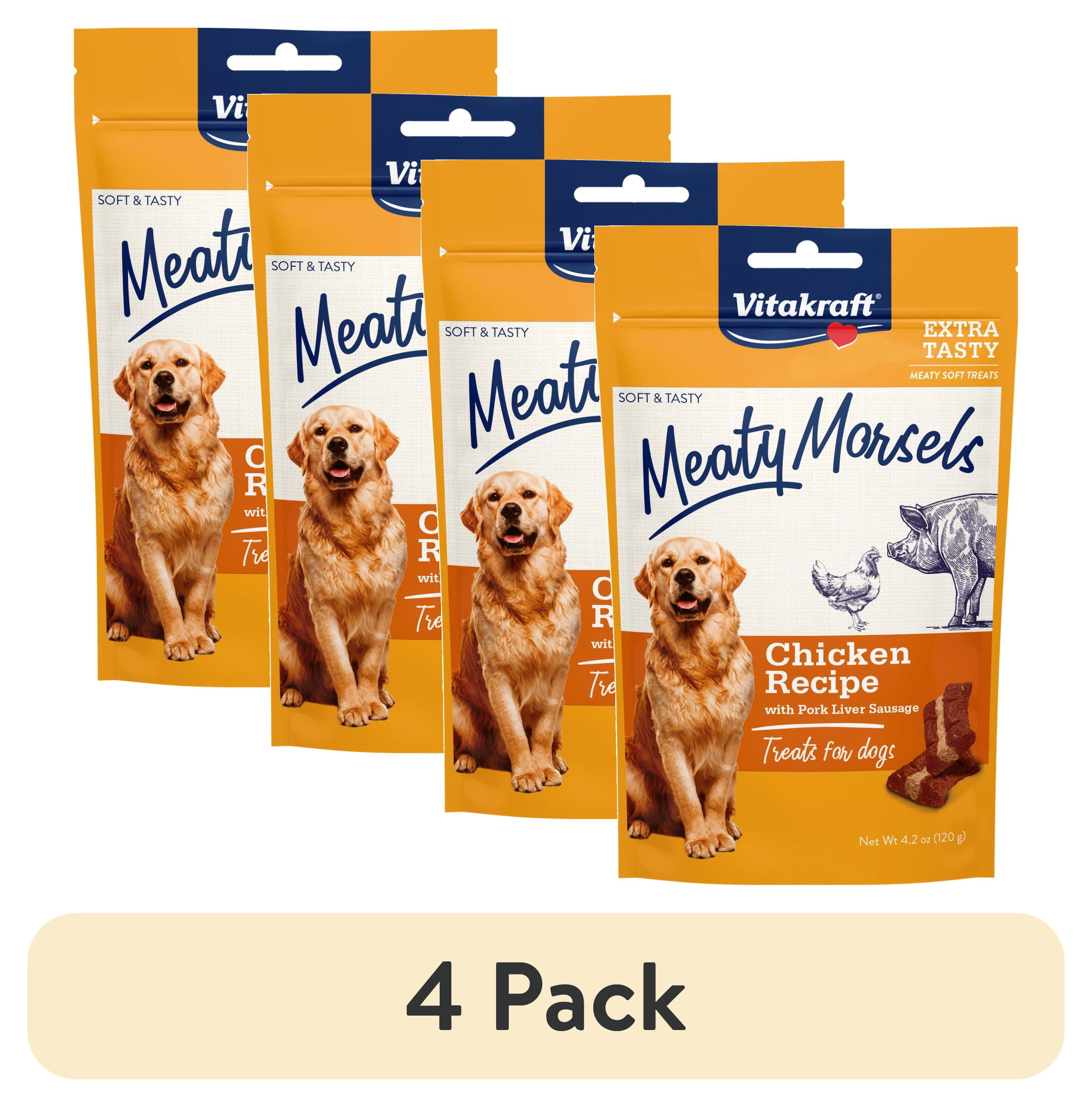 (4 pack) Vitakraft Chicken Recipe with Pork Liver Sausage Dog Treats, 4.2 oz