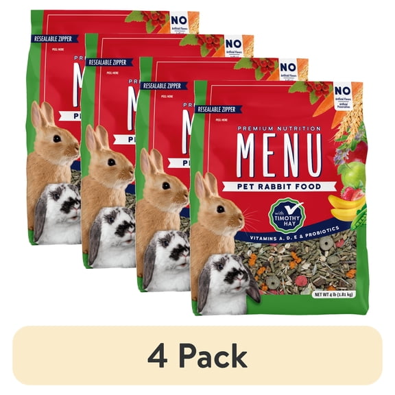 (4 pack) Vitakraft MENU Premium Rabbit Food 4 lb Bag