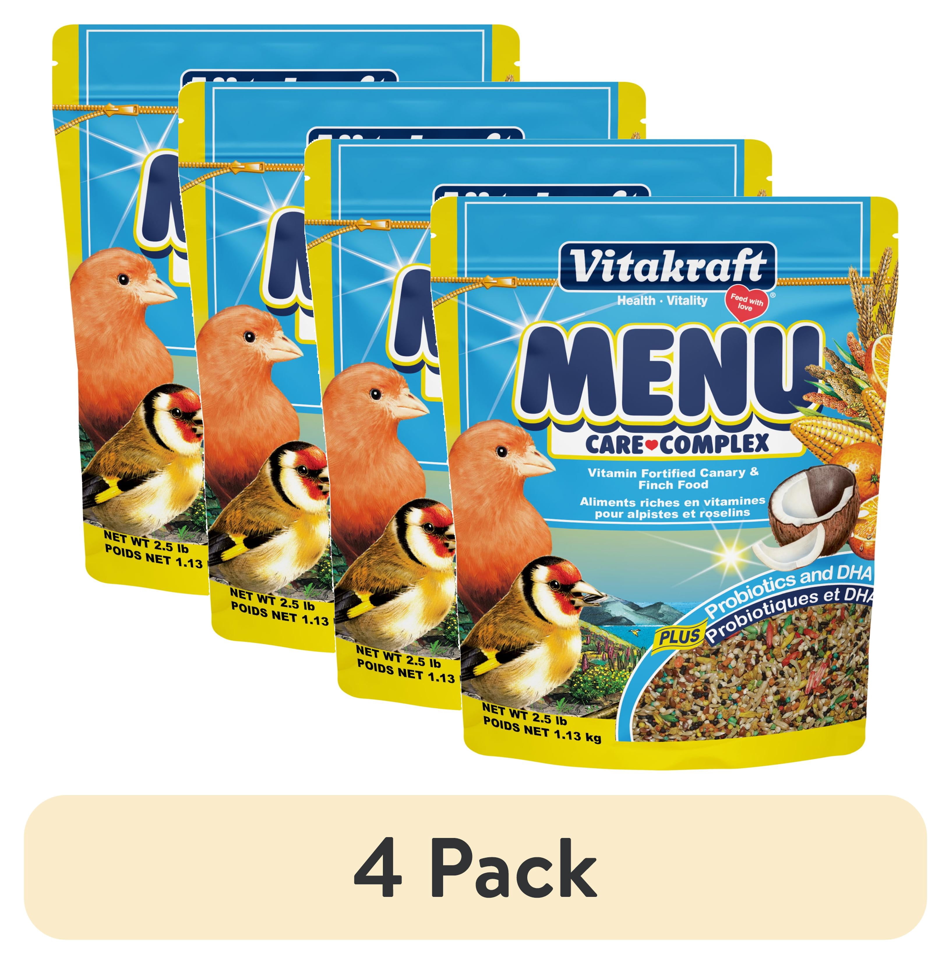 (4 pack) Vitakraft Menu Premium Canary and Finch Food - Vitamin-Fortified - Daily Food for Small Pet Birds