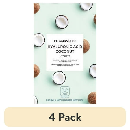 (4 pack) Vitamasques Biodegradable Coconut Face Mask, Hydrating Hyaluronic Acid, for All Skin Types, One Sheet price history and forecast - Vitamasques VM-HCSM-01