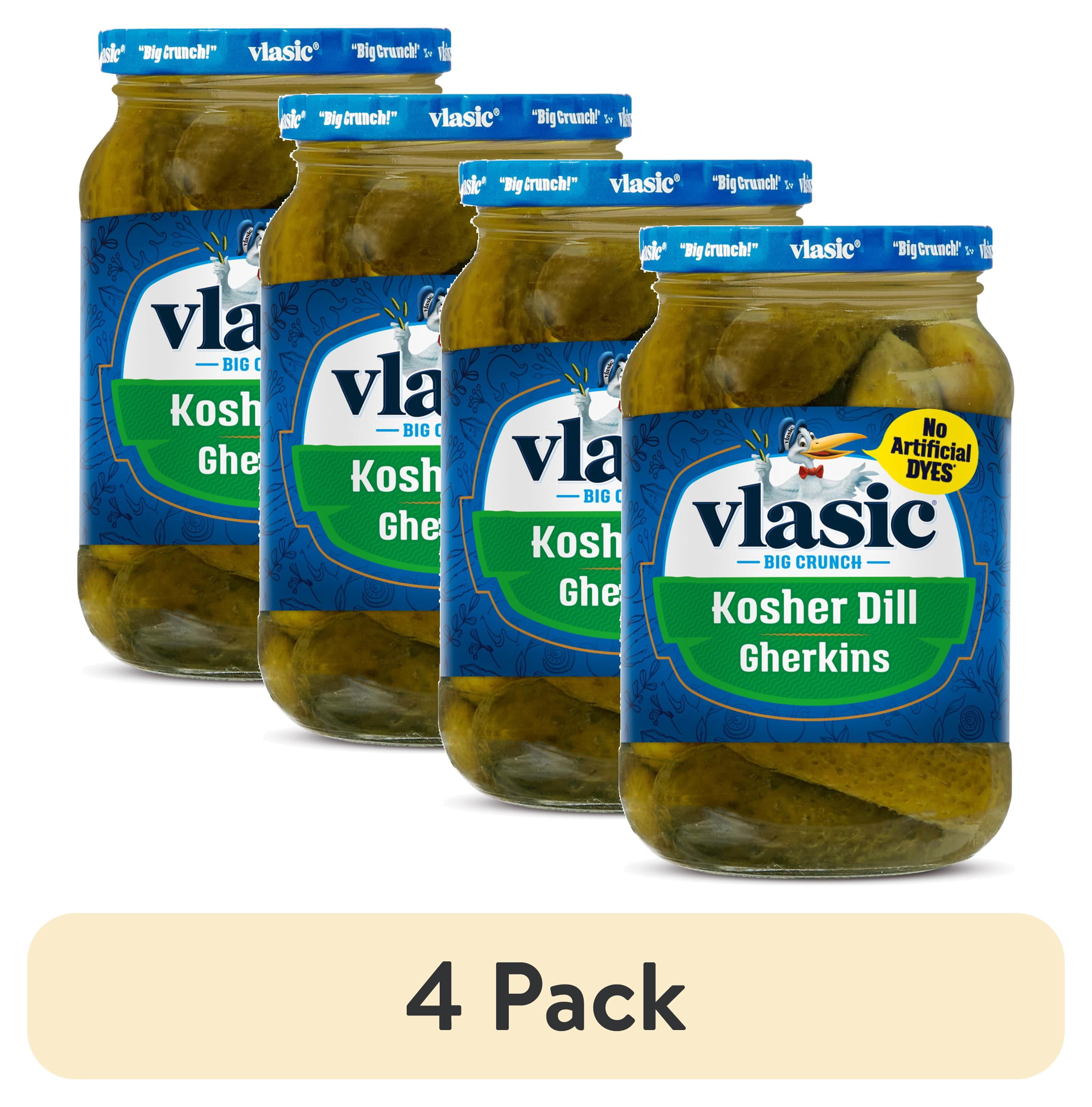(4 pack) Vlasic Kosher Dill Gherkins Pickles, Keto Friendly, 16 fl. oz.