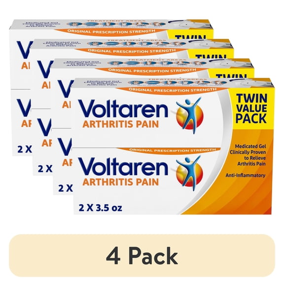 (4 pack) Voltaren Arthritis Pain Gel for Powerful Topical Arthritis Pain Relief with Diclofenac Gel - Easy Open Cap - 100 G X 2