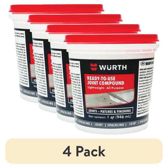 (4 pack) Wrth Ready-to-Use Lightweight Joint Compound, 32oz (1 Quart), Pre-Mixed