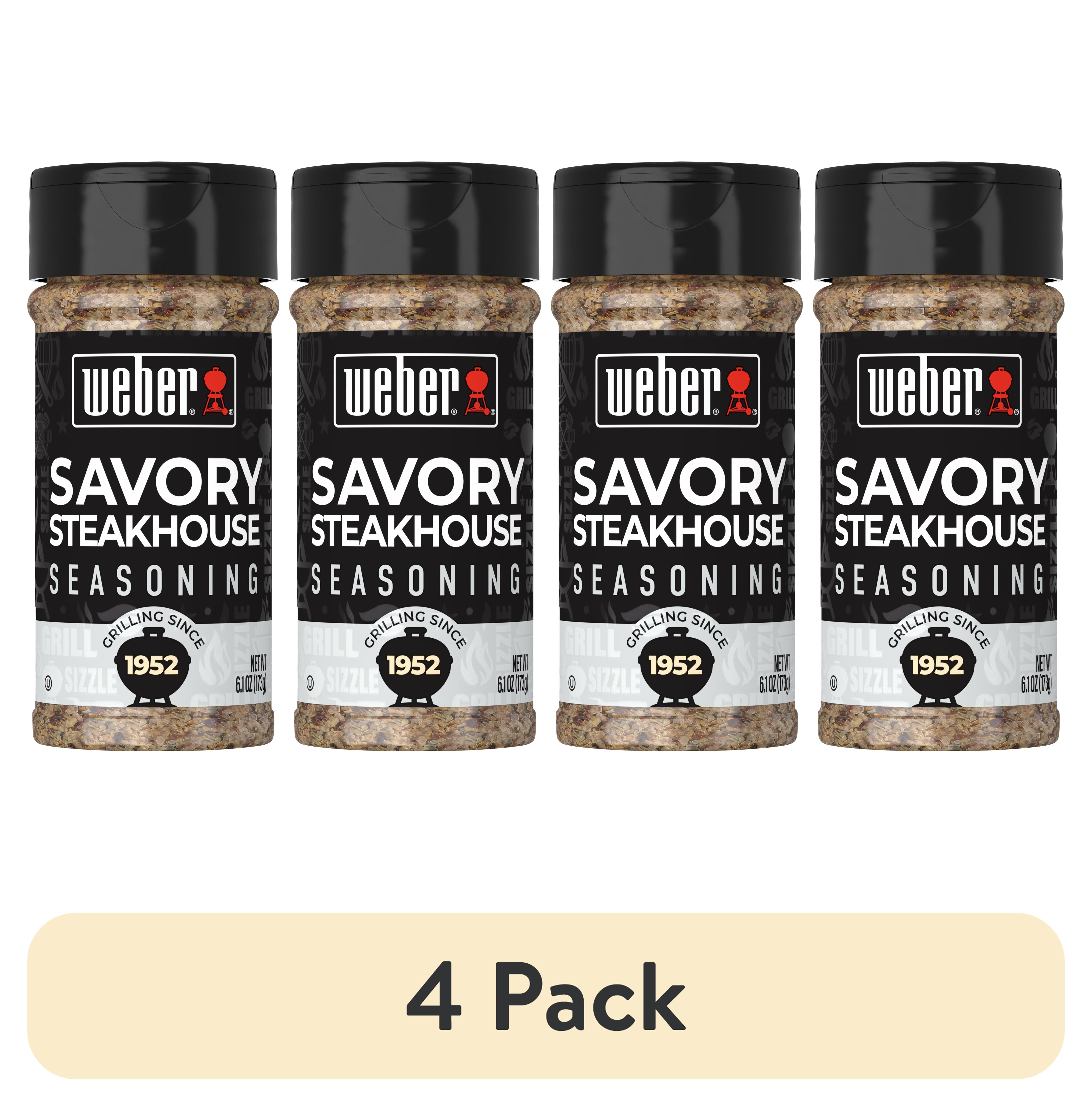 (4 pack) Weber Savory Steakhouse Seasoning Blend, 6.1 oz Bottle