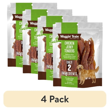 (4 pack) Waggin' Train All-Natural High Protein Chicken Jerky Dog Treats, 11oz. Pouch